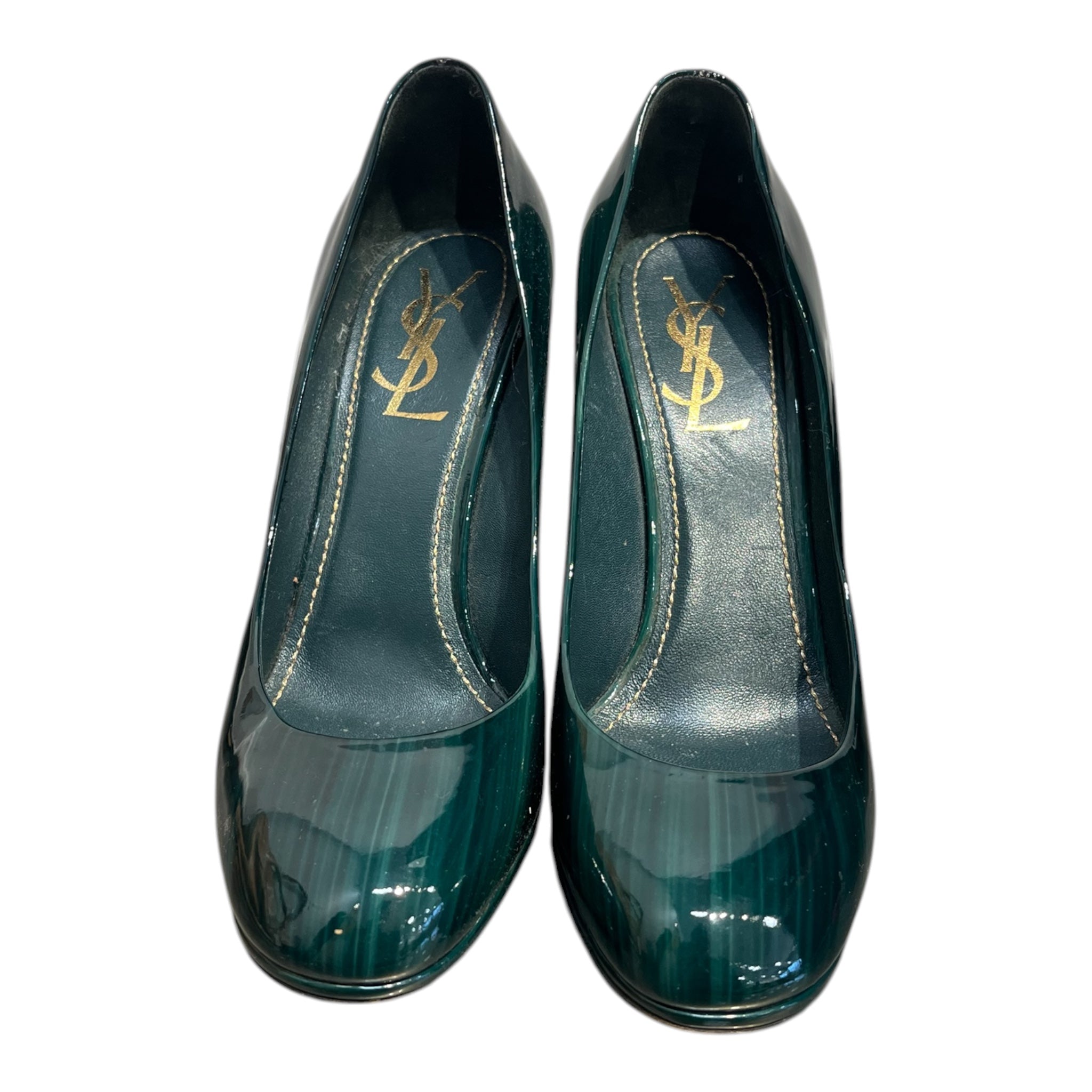 YVES SAINT LAURENT rive gauche/Heels/EU 37/Leather/GRN/WOOD GRAIN-ROUND TOE view 2