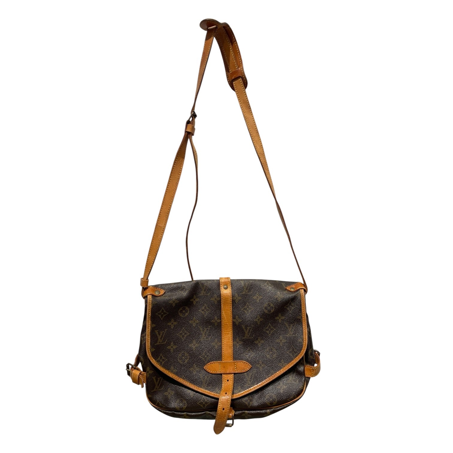 LOUIS VUITTON/Cross Body Bag/Monogram/Leather/BRW/Saumur 874 As is view 1