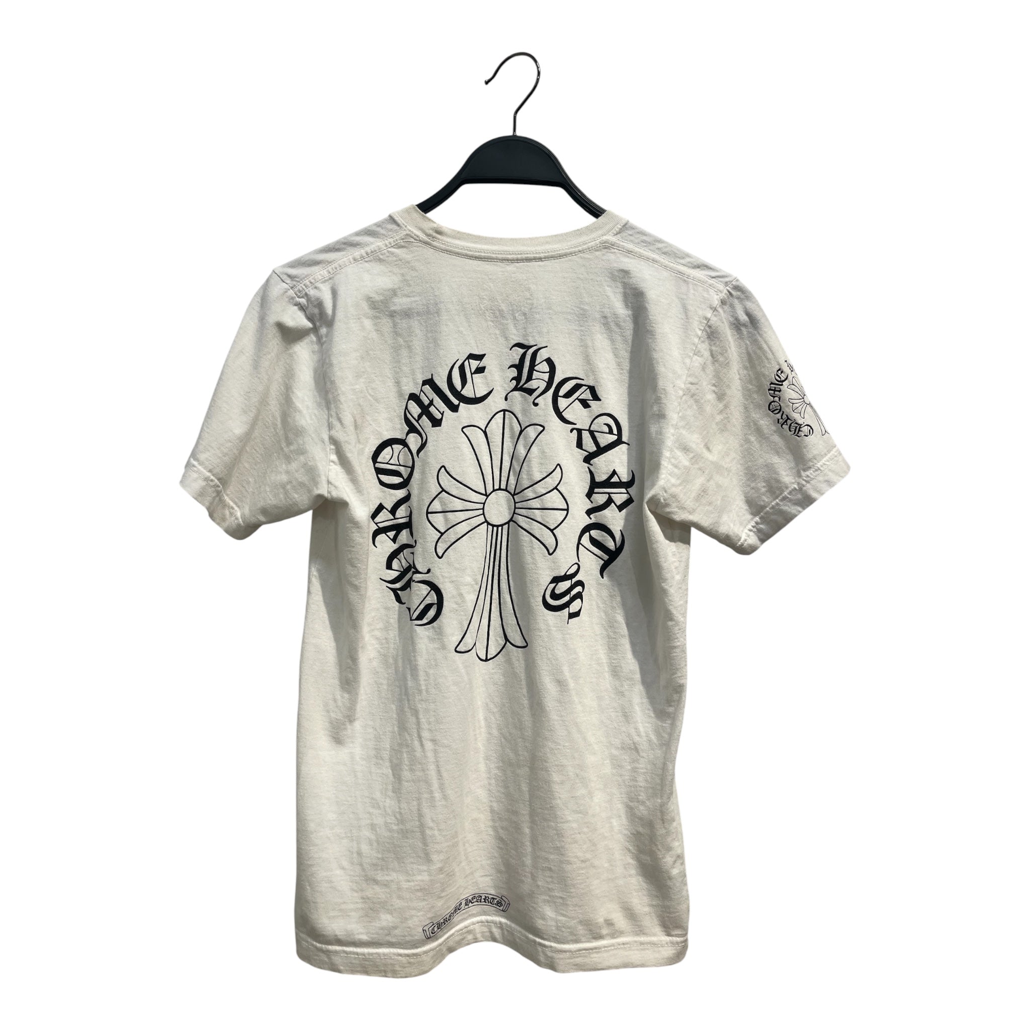 CHROME HEARTS/T-Shirt/S/Cotton/WHT/neck logo view 2