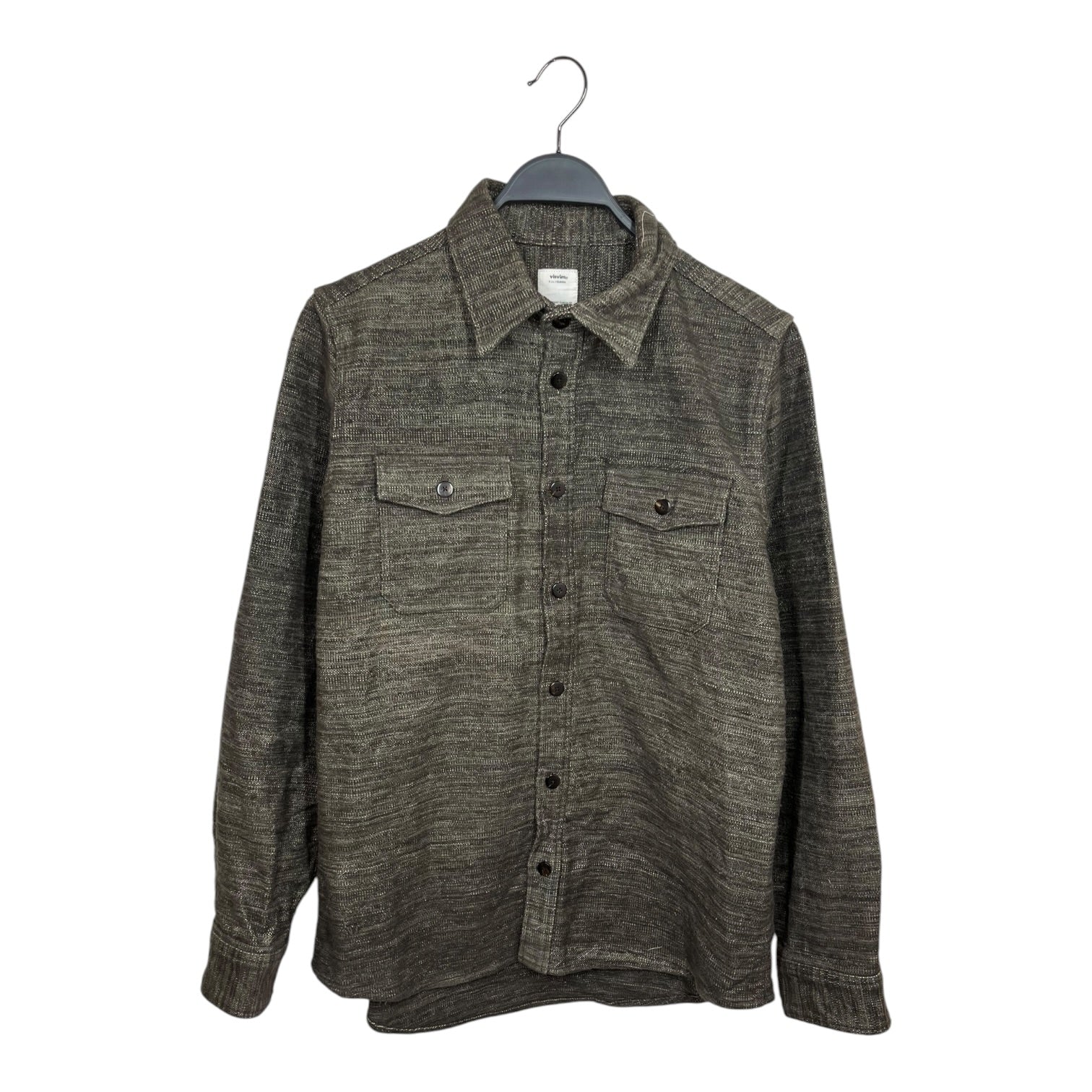 visvim/LS Shirt/3/Cotton/GRY/Herringbone Wood Button view 1