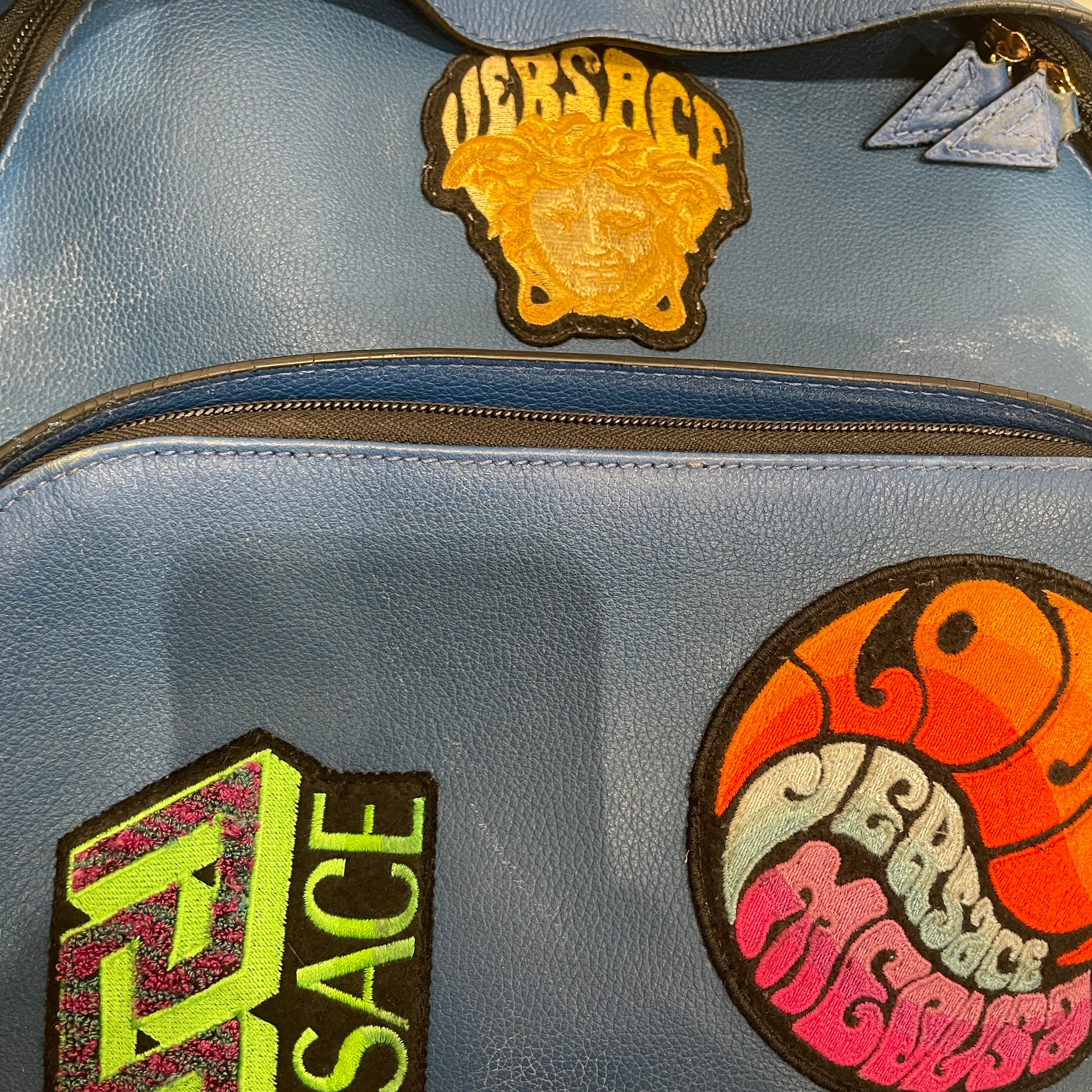 VERSACE/Backpack/Leather/BLU/LEATHER BACKPACK W/ PATCHES view 8