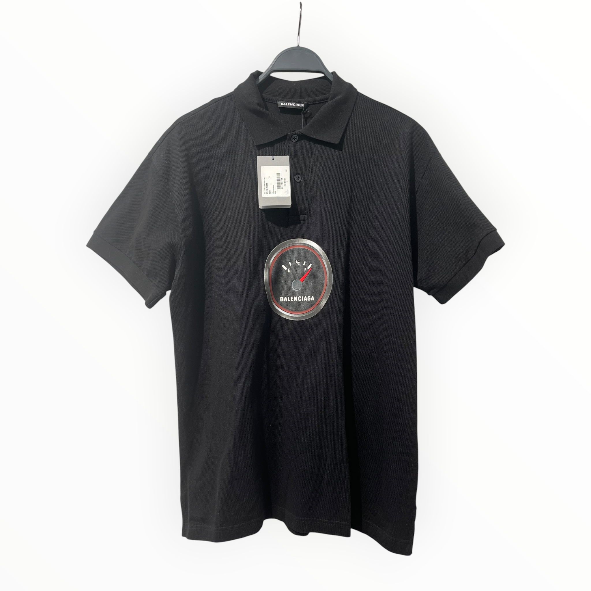 BALENCIAGA/Polo Shirt/XS/Cotton/BLK/Graphic/E F FUEL GAUGE view 1