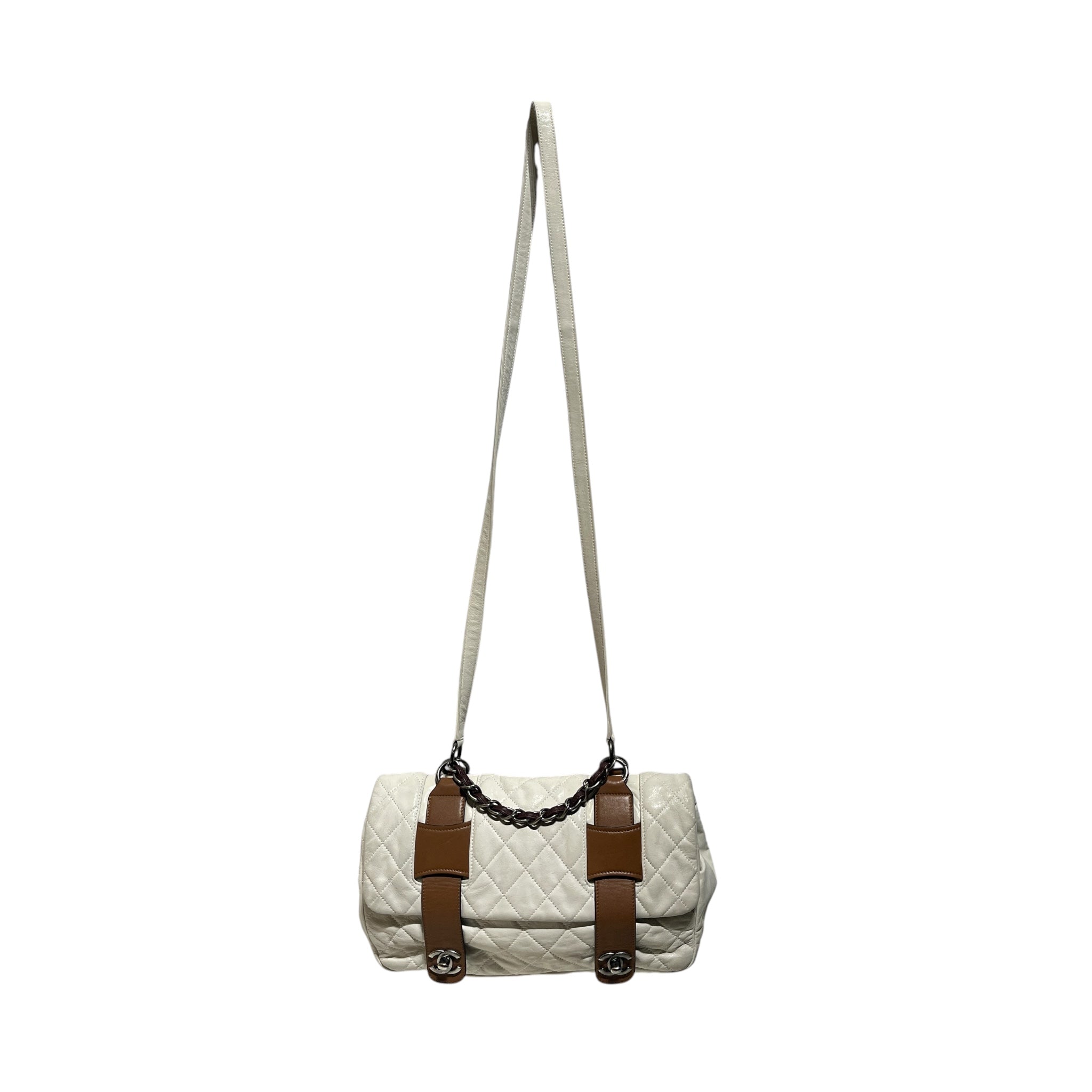 CHANEL/Cross Body Bag/Leather/CRM/QUILTED DOUBLE TWIST LOCK view 5