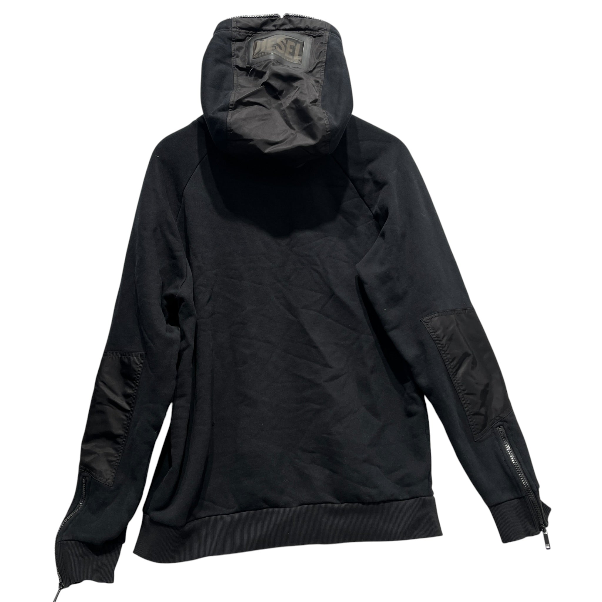 DIESEL/Zip Up Hoodie/XL/Cotton/BLK/full zip hoodie view 2