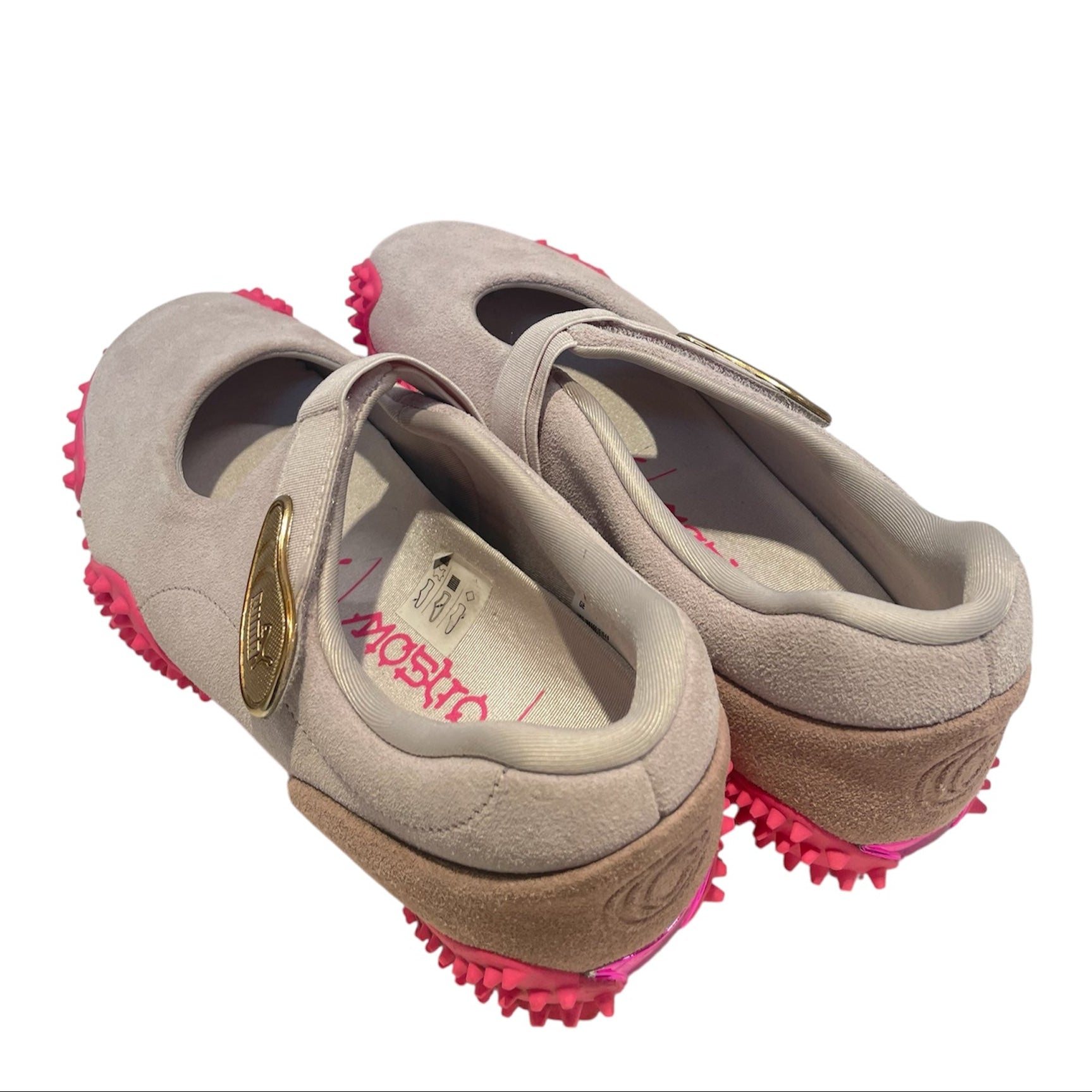PUMA/Flat Shoes/US 9/Suede/GRY/PINK SPIKE SOLE view 2