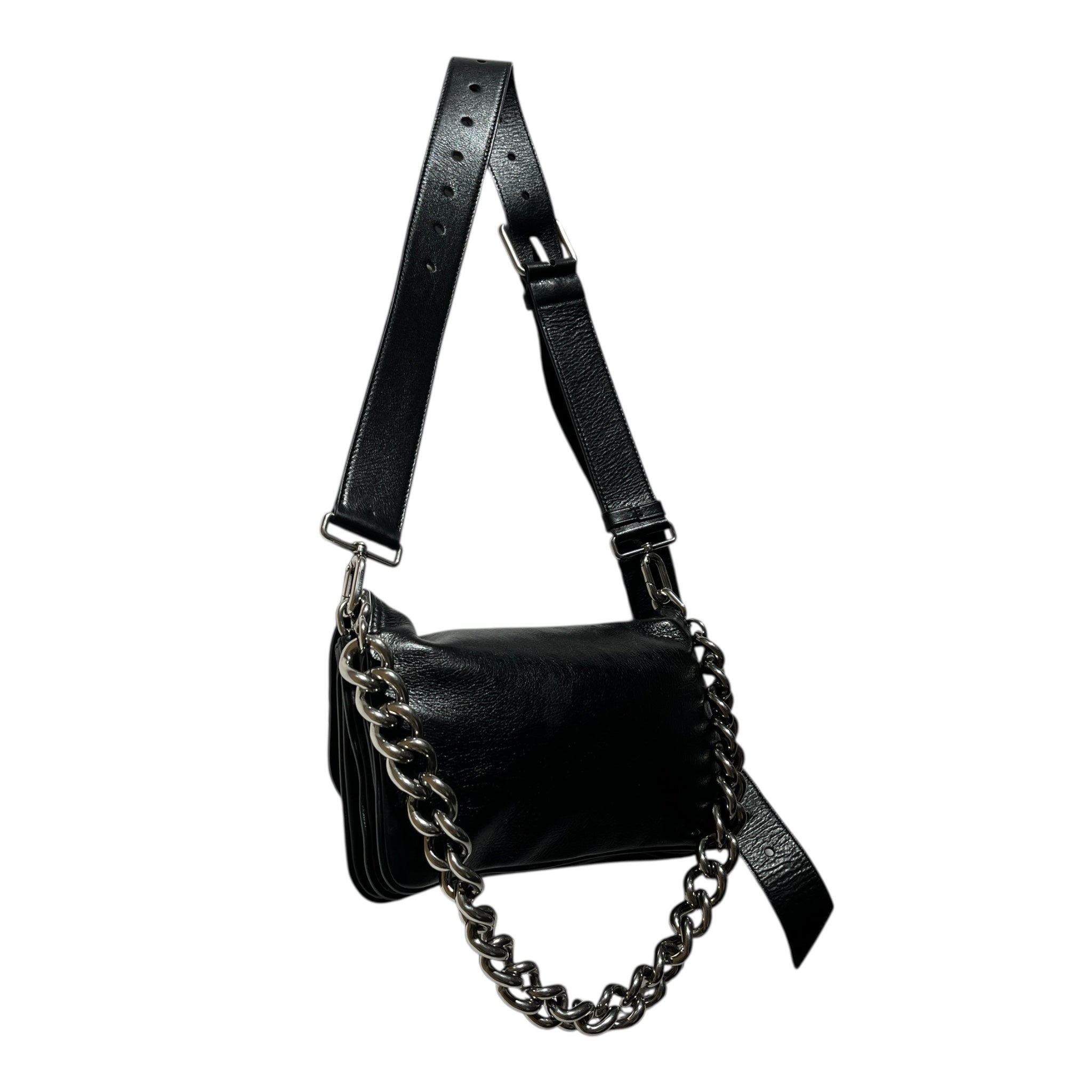 BALENCIAGA/Cross Body Bag/Leather/BLK/FLAP BAG view 4