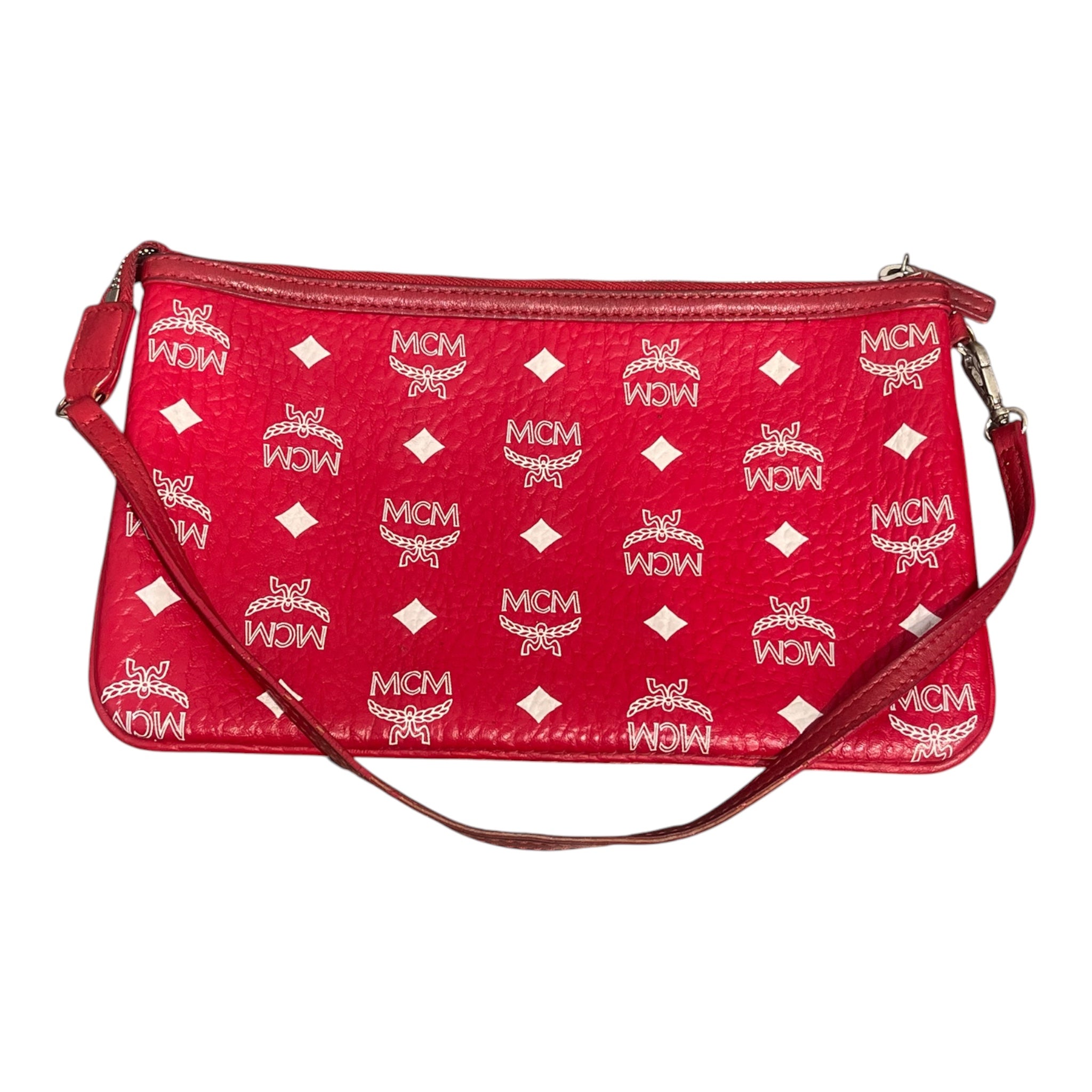 MCM/Clutch Bag/Monogram/Leather/RED/white  mcm logos view 4