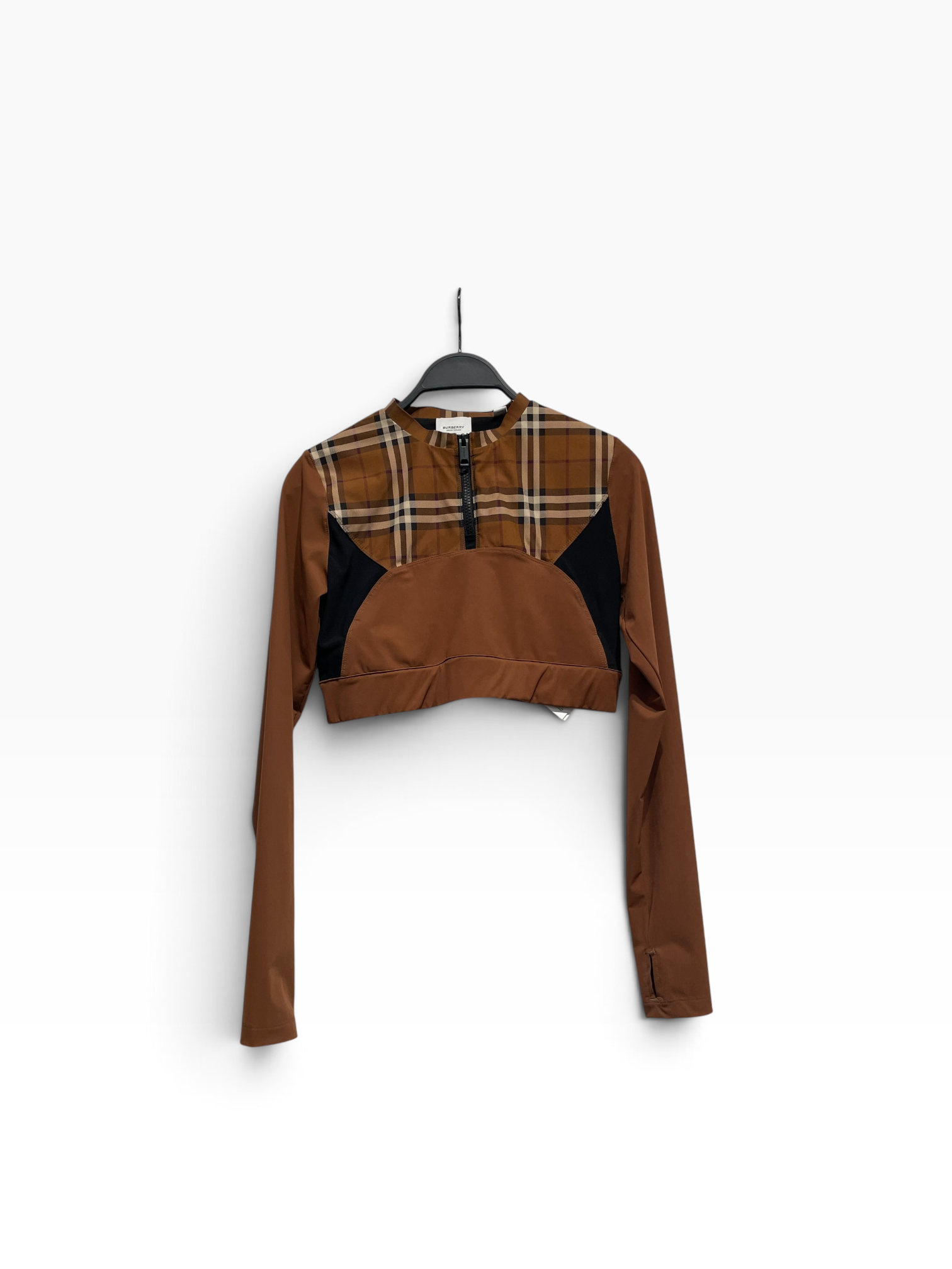 BURBERRY LONDON/Blouse/M/Plaid/Polyester/CML/cropped sinched view 1
