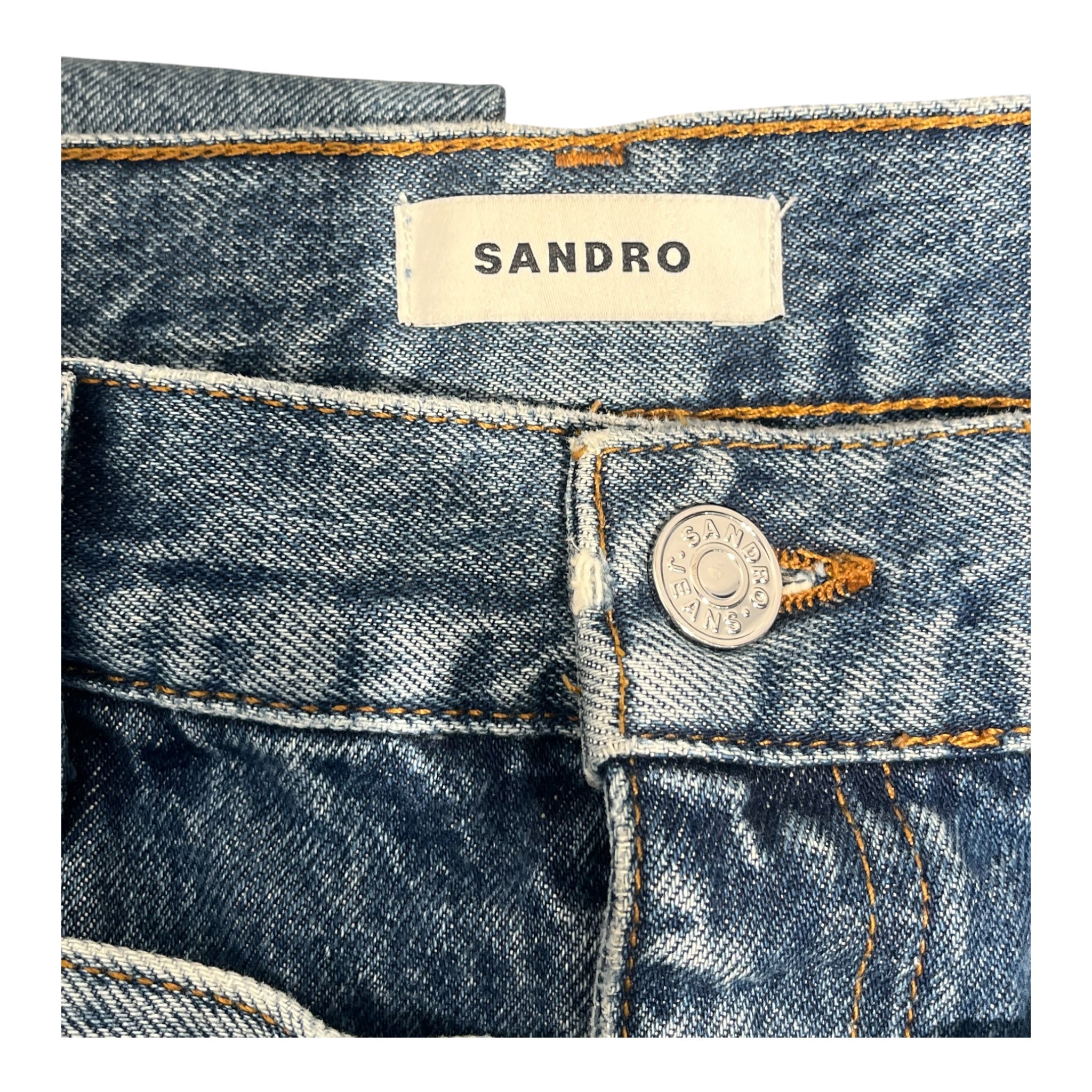 sandro/Wide Leg Pants/38/Cotton/BLU/High-waisted/double waist view 3