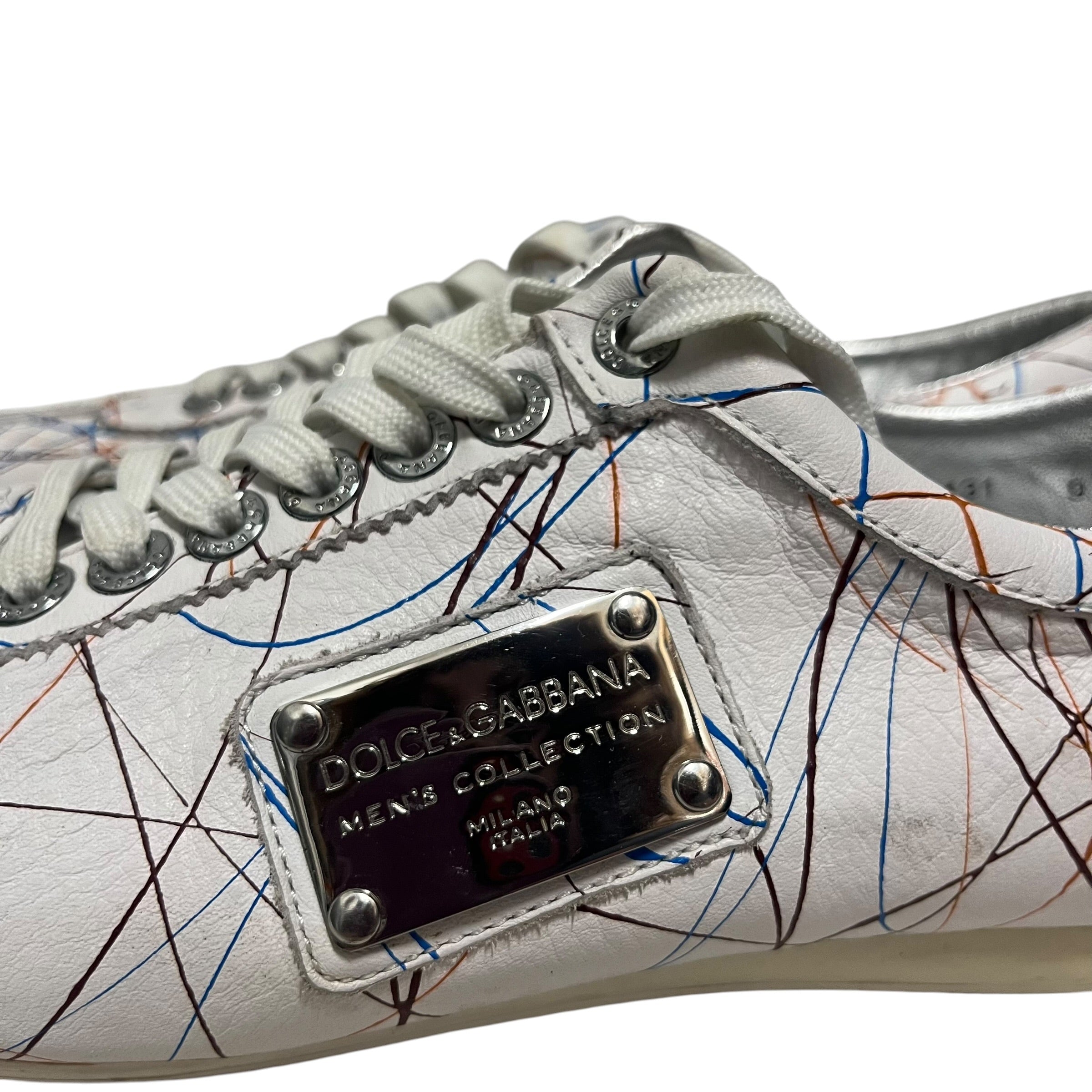 DOLCE&GABBANA/Low-Sneakers/US 9.5/Leather/WHT/paint splatter view 6