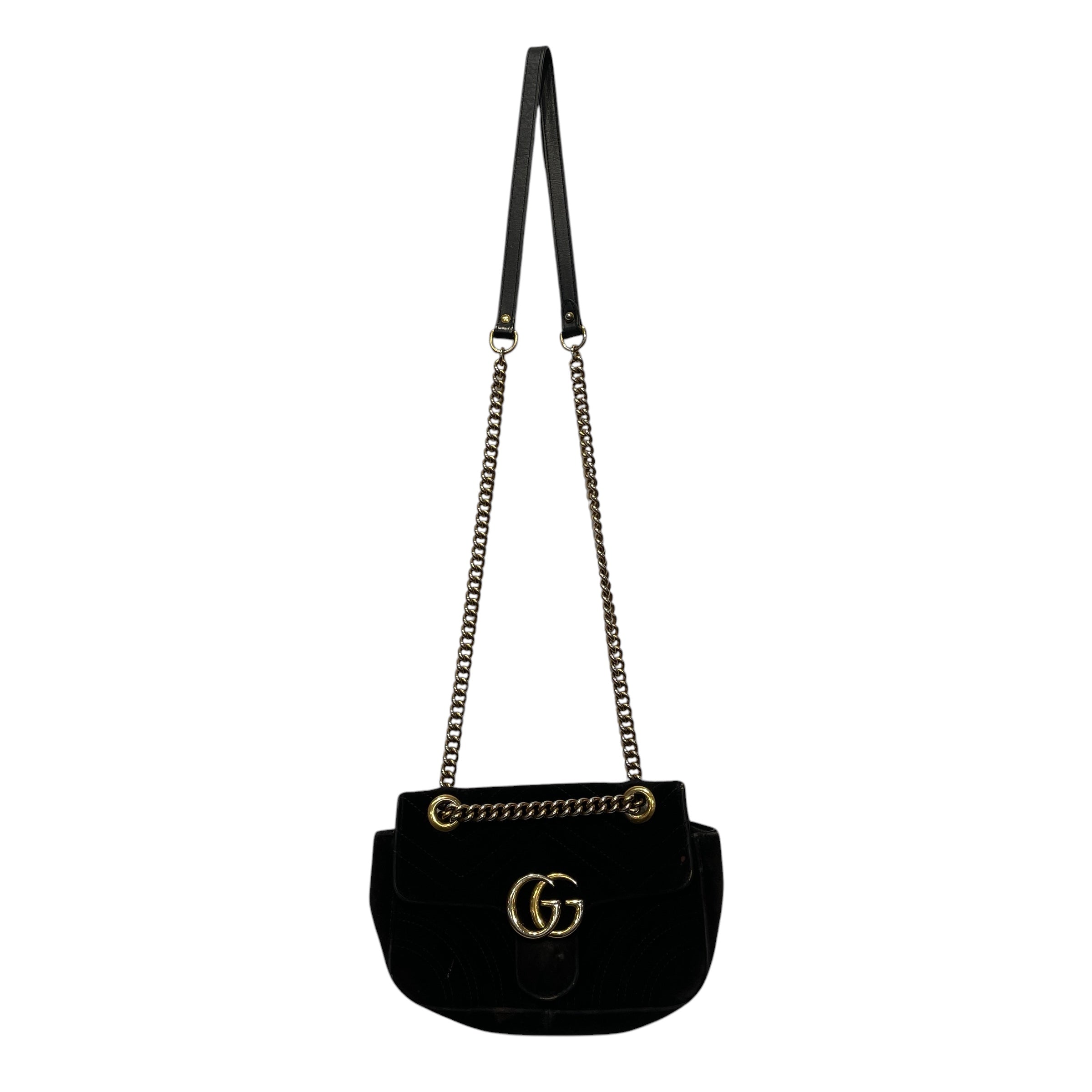 GUCCI/Cross Body Bag/Velour/BLK/MARMONT CHAIN VELVET view 1