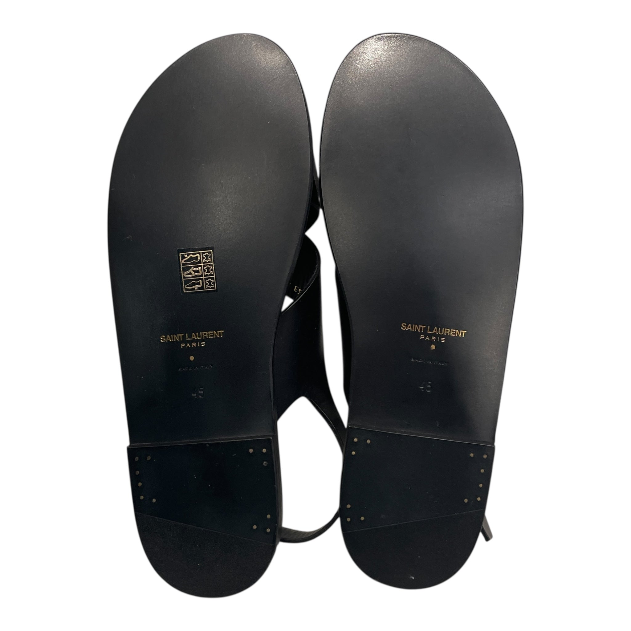 SAINT LAURENT/Sandals/EU 45/Leather/BLK/WOOD SOLE LEATHER STRAP view 4
