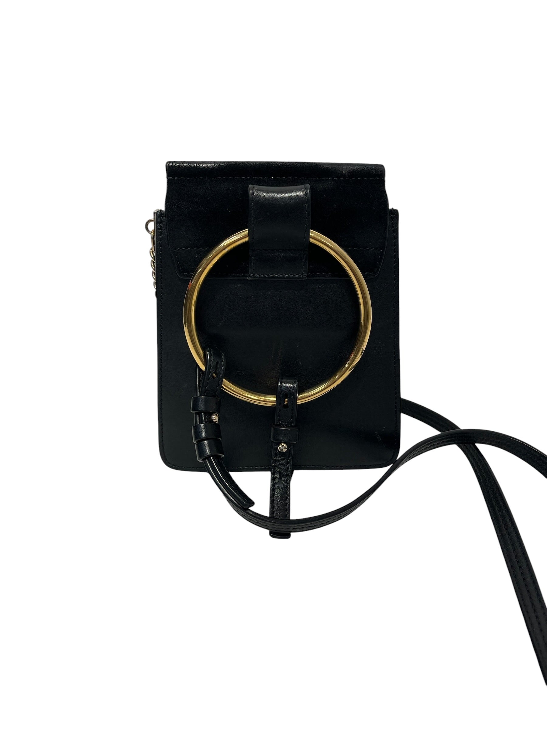 Chloe/Cross Body Bag/Leather/BLK/C0MMG2 Faye LeatherBag GldRing view 3