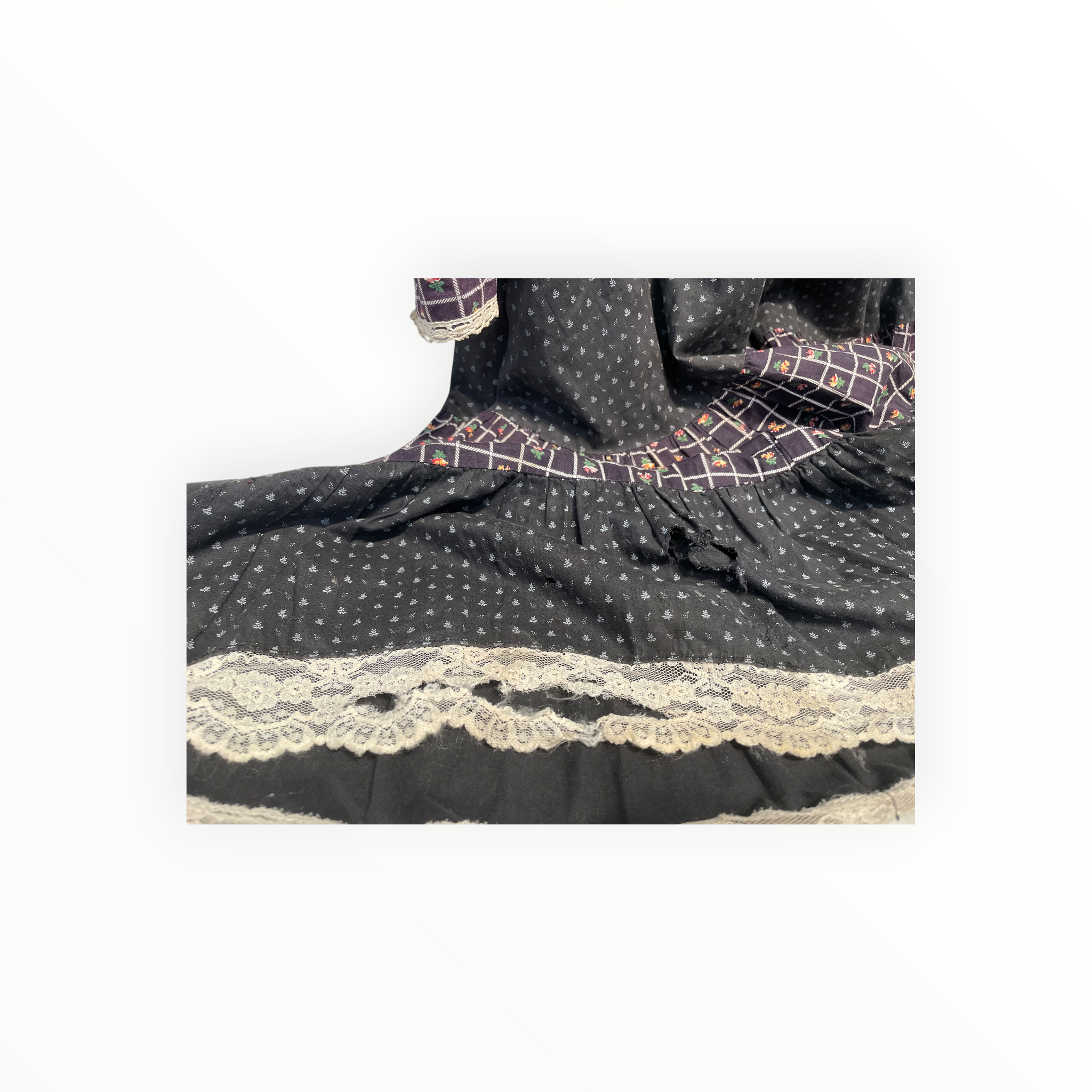 GUNNE SAX/Camisole Dress/M/Floral Pattern/Cotton/BLK/LACE TRIM view 4