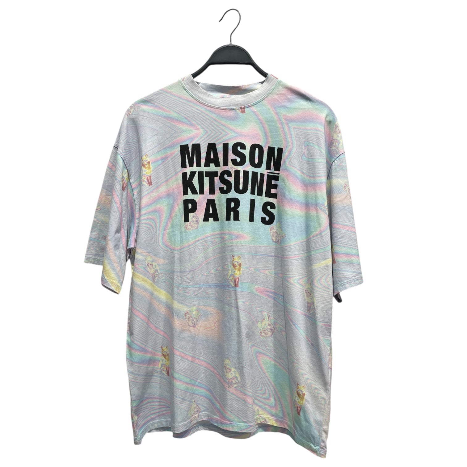 MAISON KITSUNE/T-Shirt/M/Cotton/BLU/All Over Print/Blue Hologram Fox Print Tee view 1