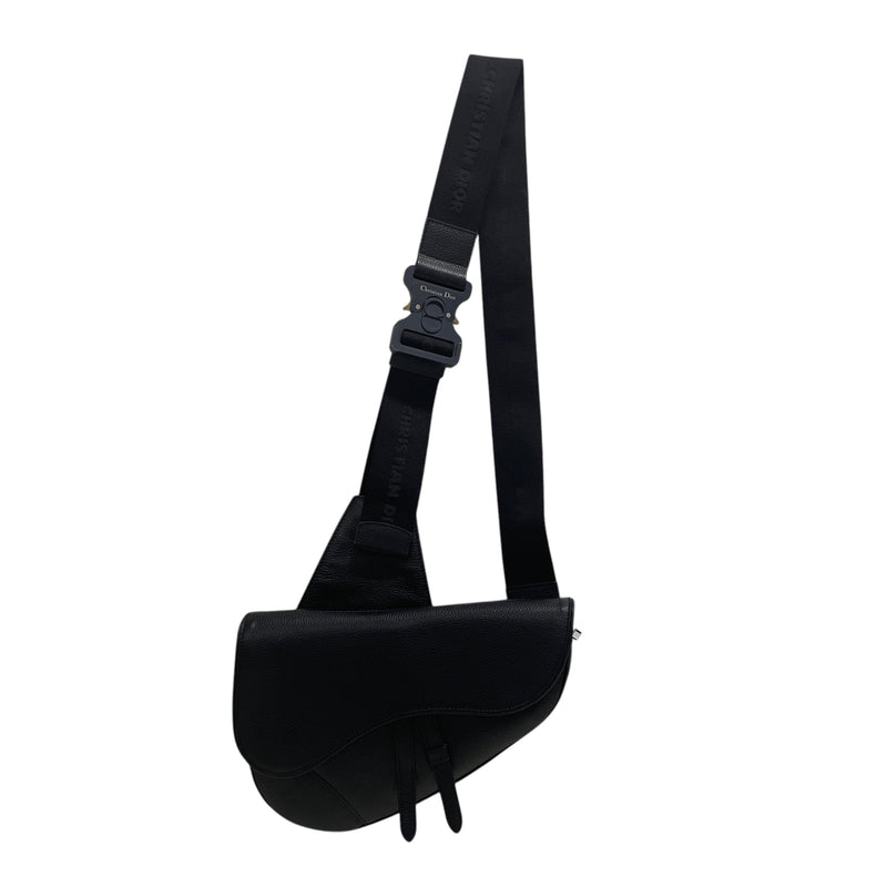 Christian Dior/Hand Bag/Leather/BLK/grained calfskin saddle bag