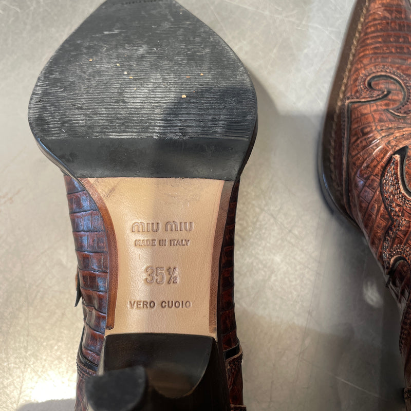 MIU MIU/Western Boots/EU 35.5/Leather/BRW/
