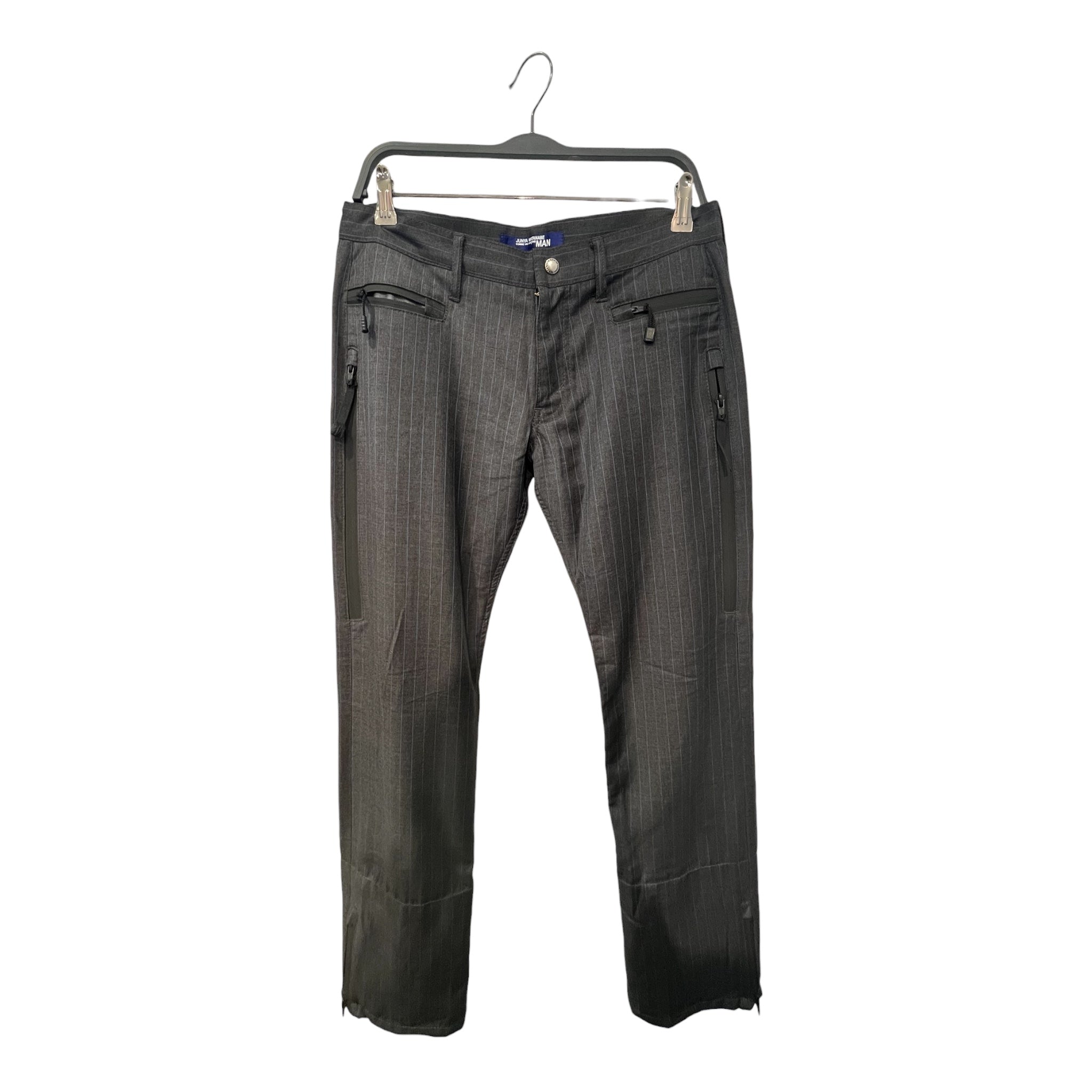JUNYA WATANABE COMME des GARCONS/Straight Pants/L/Stripe/Wool/GRY/WP-P023 BLUE STRIPES ZIP PCKTS view 1