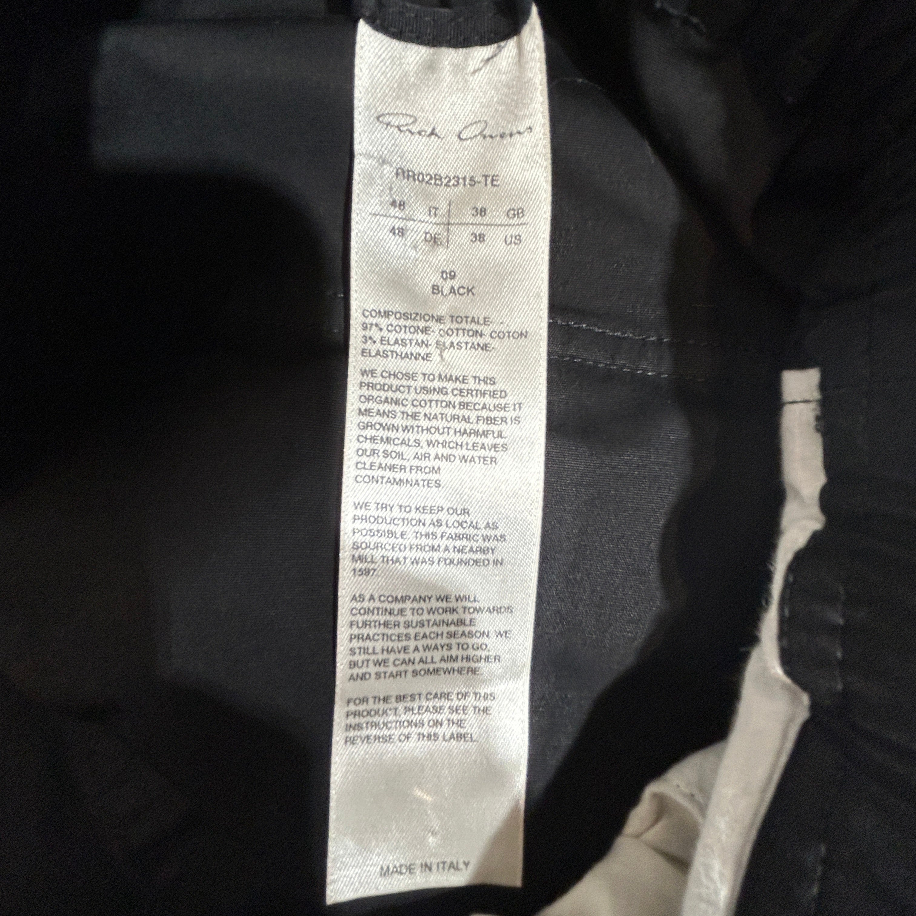 Rick Owens/Pants/38/Cotton/BLK/geth bela view 4