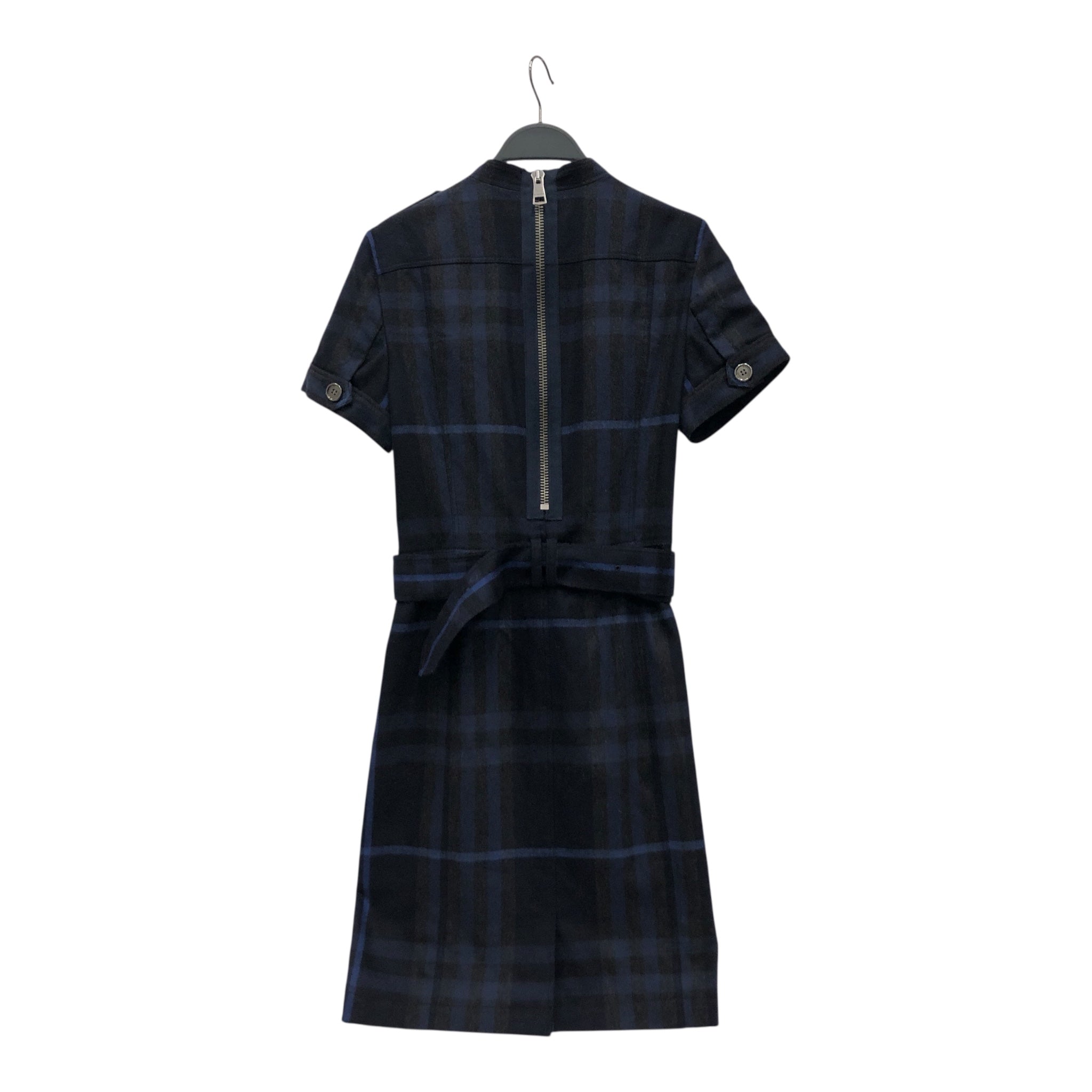 BURBERRY BRIT/SS Dress/12/Plaid/Wool/NVY/Metallic Buttons, Waist Belt view 2