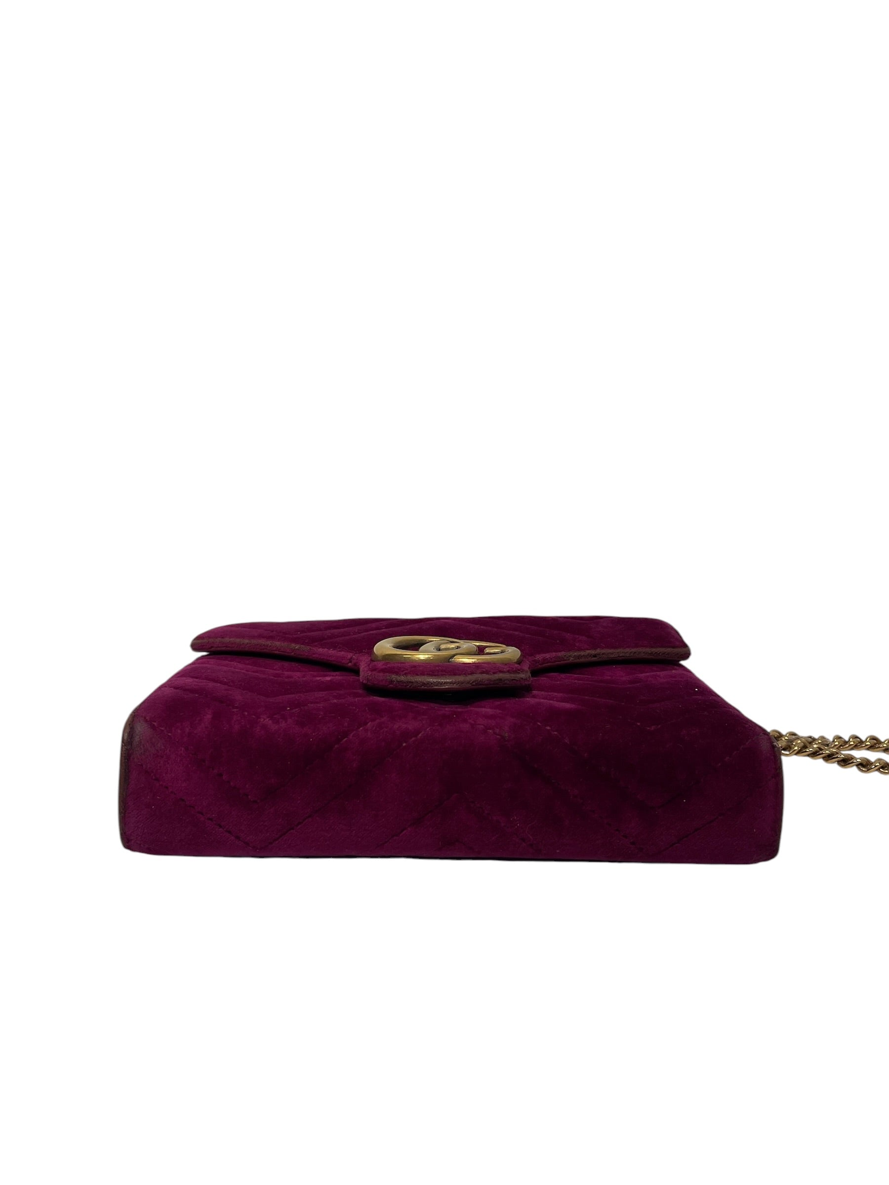 GUCCI/Cross Body Bag/Suede/PPL/Marmont Chain view 5