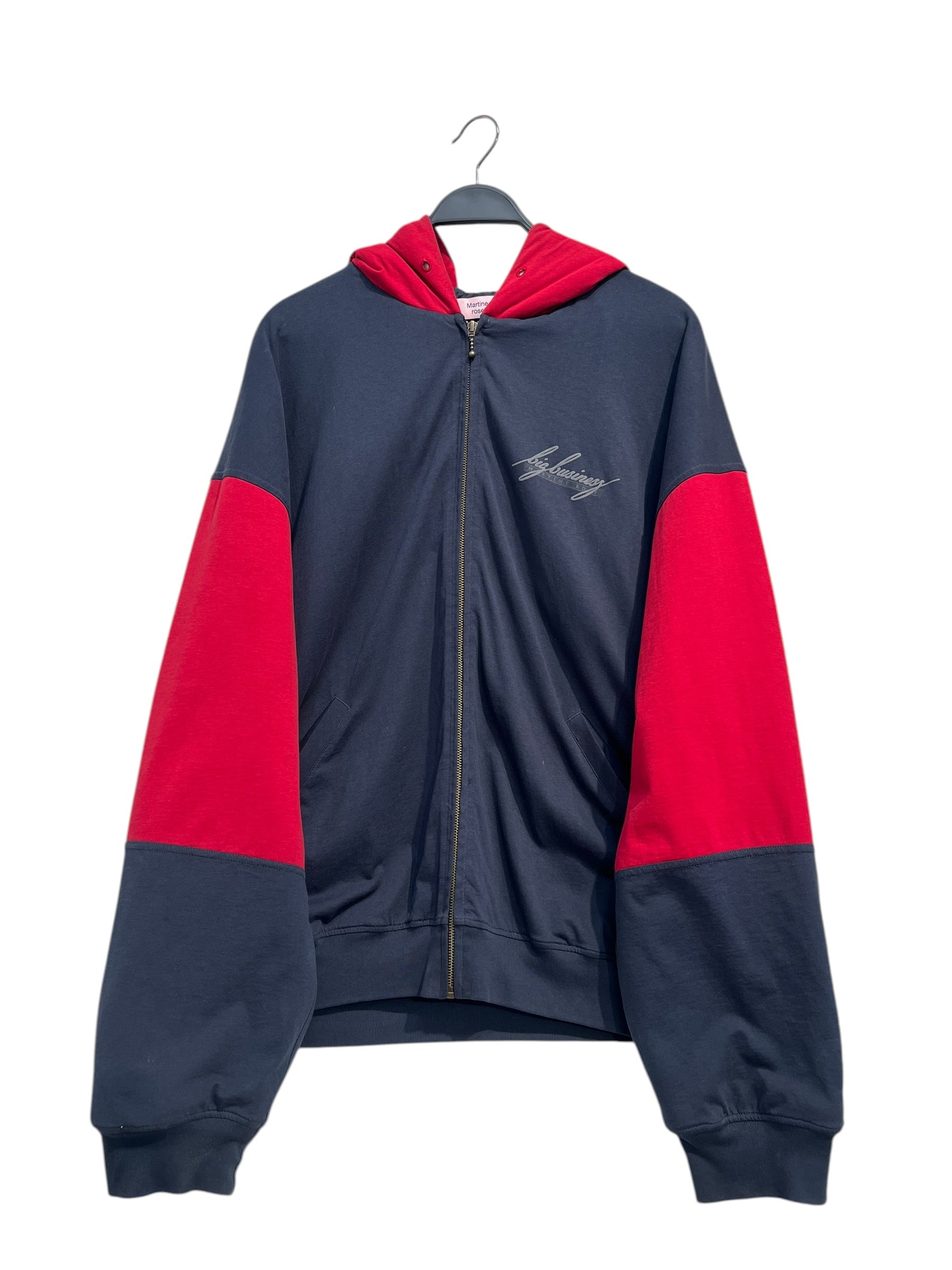 MARTINE ROSE/Zip Up Hoodie/L/Cotton/NVY/BIG BUSINESS BAGGY HOODIE view 1