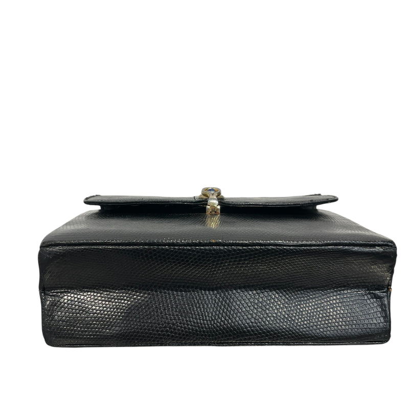 GUCCI/Hand Bag/OS/Leather/BLK/LIZARD SKIN LAPIS STONE BAG