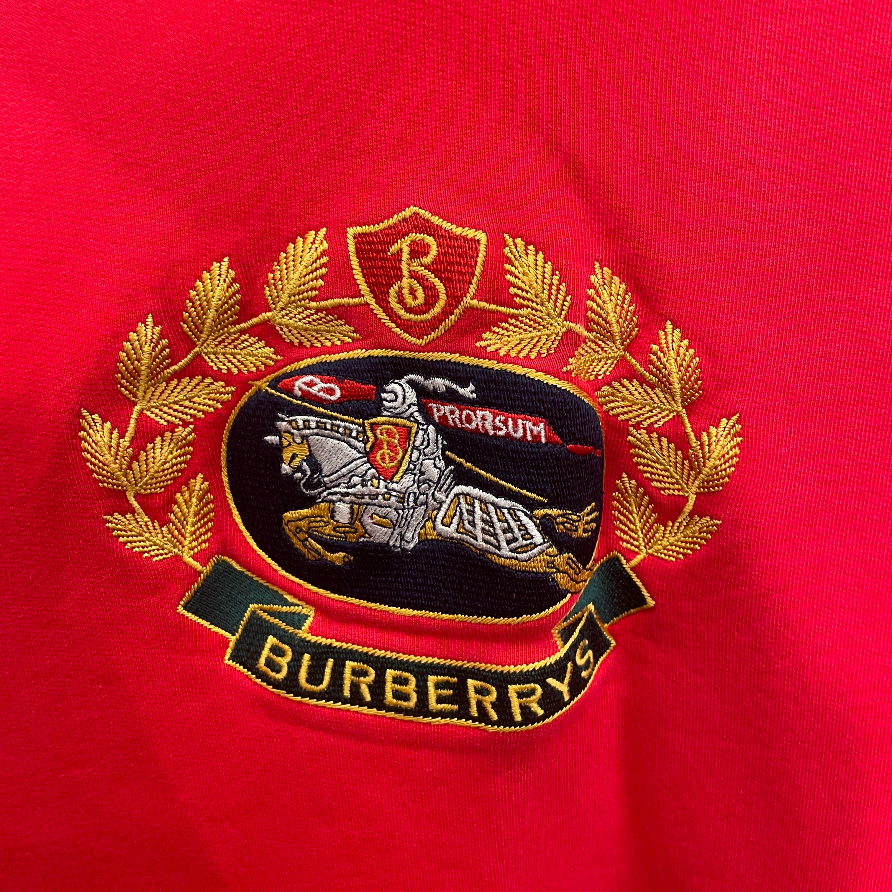 BURBERRY LONDON/Hoodie/S/Graphic/Cotton/RED/EMBRIODERED KNIGHT view 5