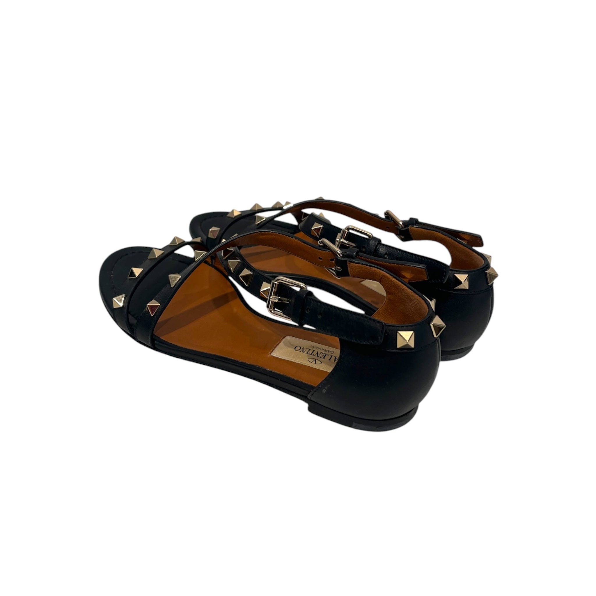 VALENTINO/Heels/EU 35/Leather/BLK/Open-Toe/Rockstud Sandal Criss Cross view 2