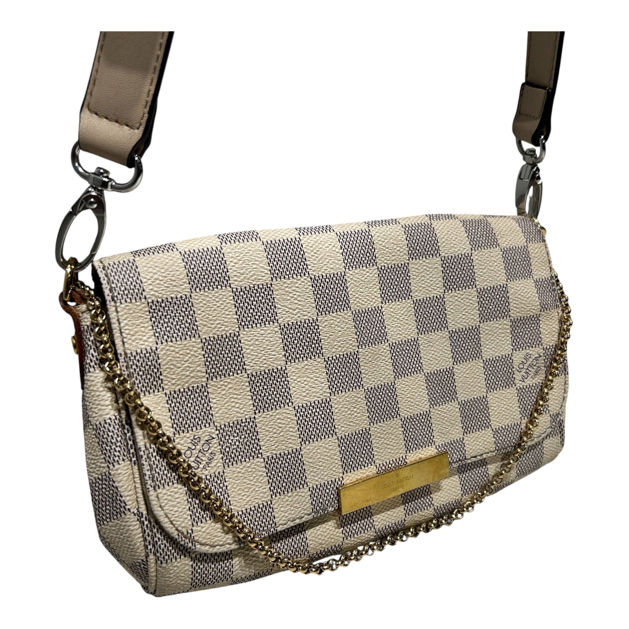 LOUIS VUITTON/Cross Body Bag/Leather/BEG/DAMIER AZUR view 6