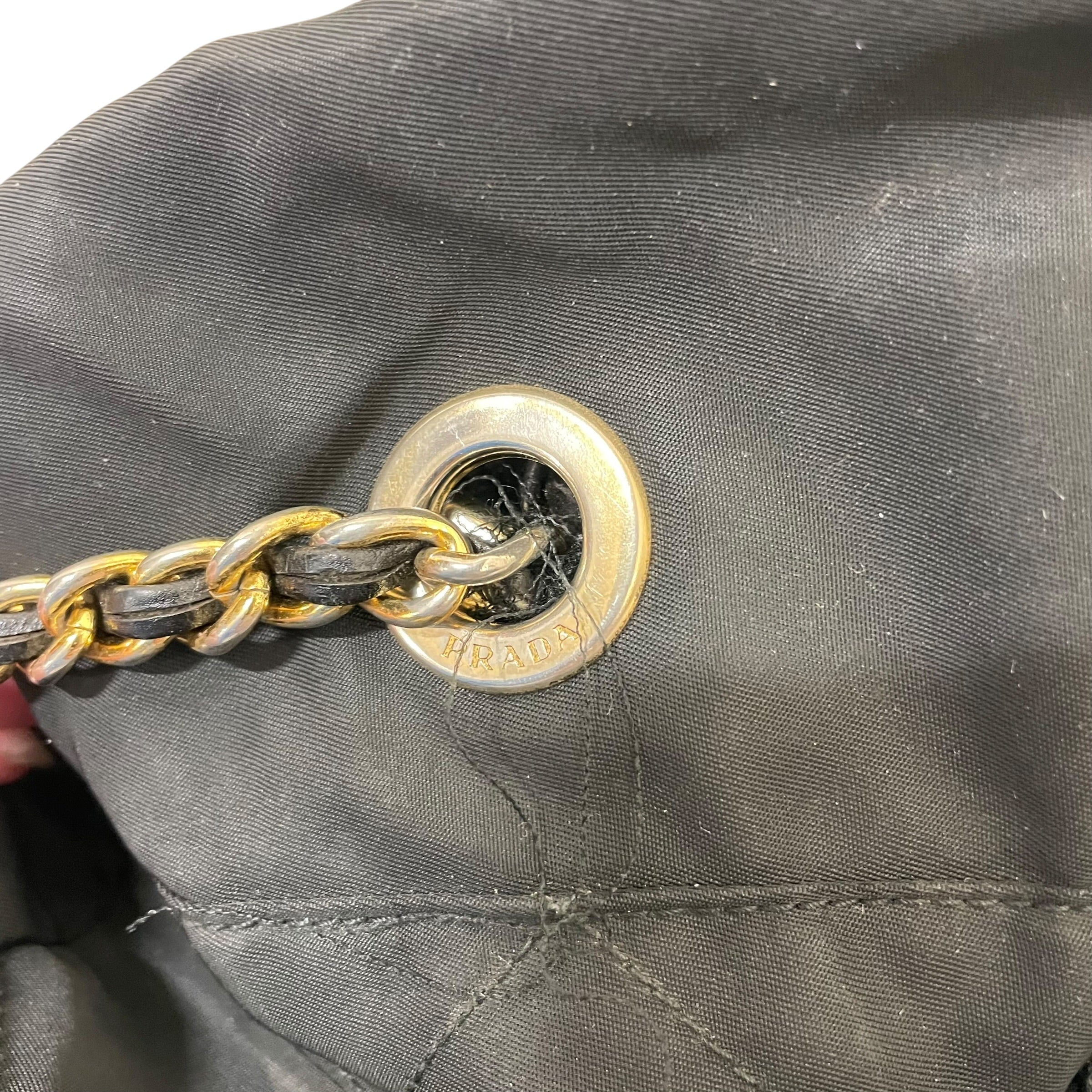 PRADA/Pouch/Nylon/BLK/tessuto quilted chain view 6