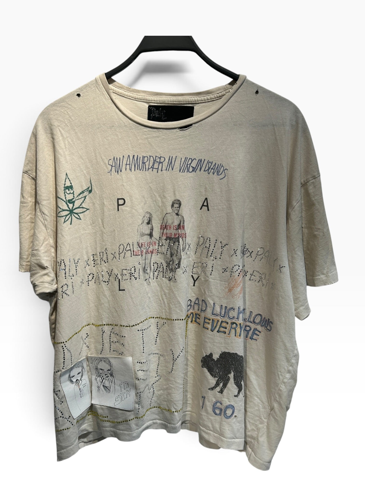Paly(PALY HOLLYWOOD)/T-Shirt/XL/Cotton/CRM/Graphic/virgin islands view 1