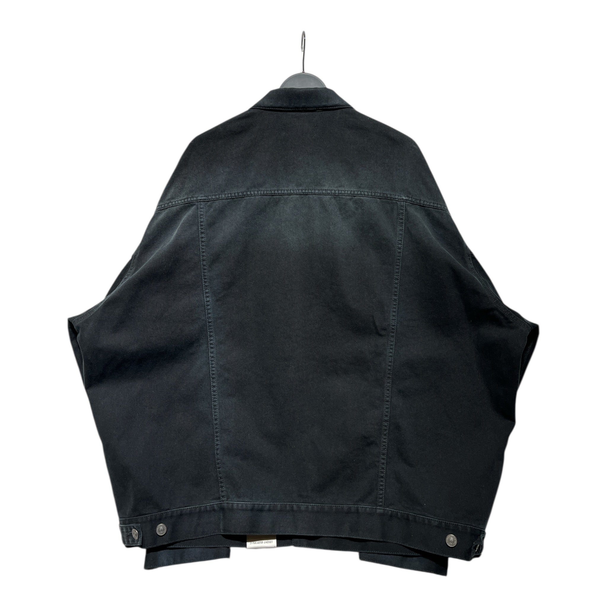 BALENCIAGA/Denim Jkt/L/Denim/BLK/OVERSIZED STICKER LABEL view 2