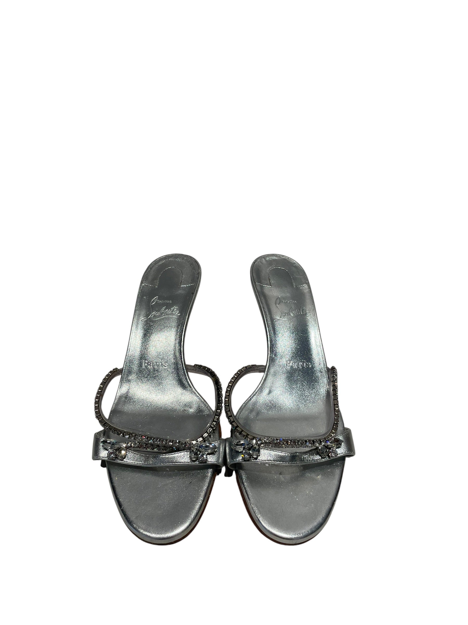 Christian Louboutin/Heels/EU 39/Leather/SLV/RHINESTONES view 3