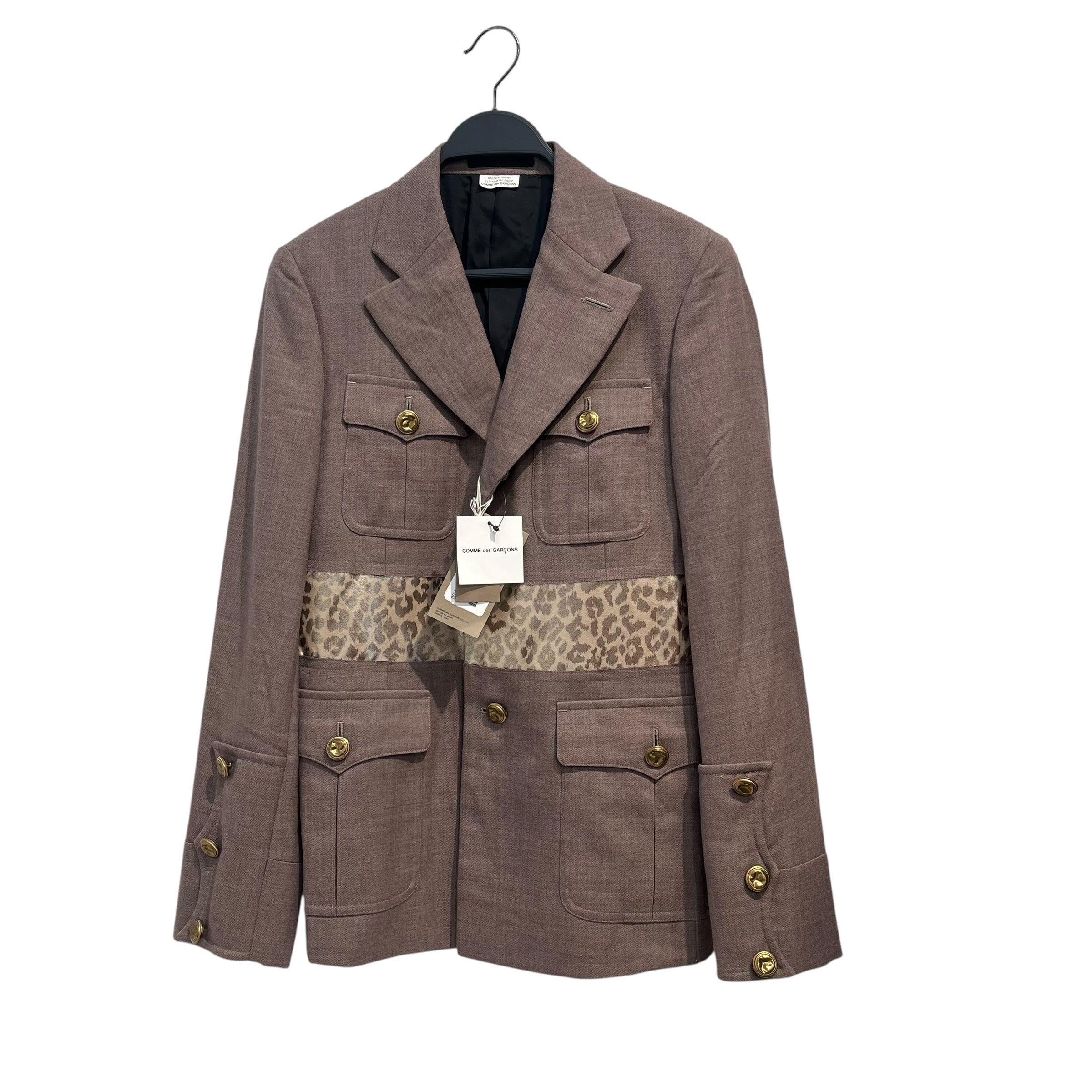 COMME des GARCONS HOMME/Jacket/XS/Wool/BRW/MILITARY BLZER, CHEETAH PRINT view 1