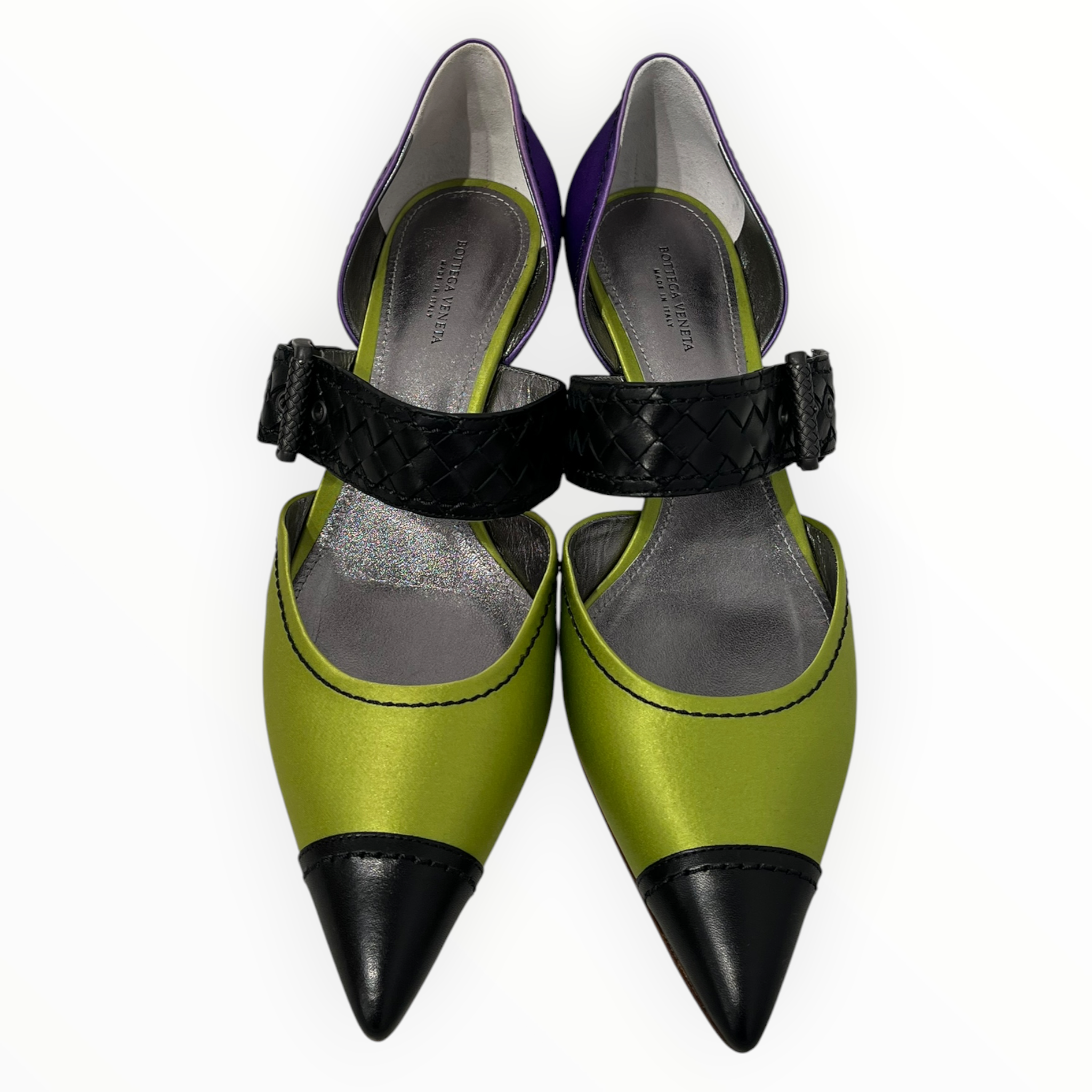 BOTTEGA VENETA/Heels/US 8.5/Leather/GRN/INTRECCIATO STRAPE GRM/PRL view 3