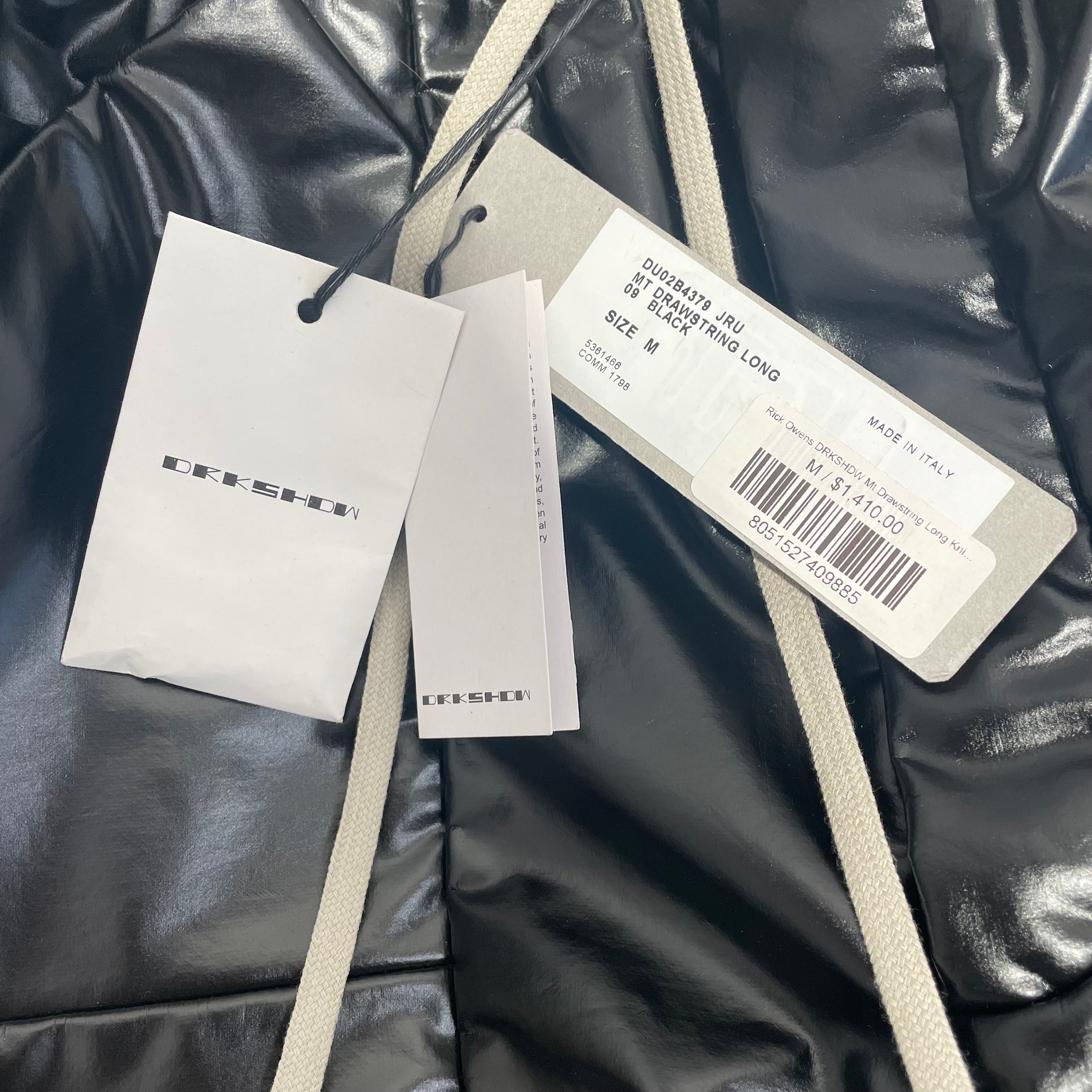 Rick Owens/Straight Pants/M/Cotton/BLK/MT Drawstring BLK view 4