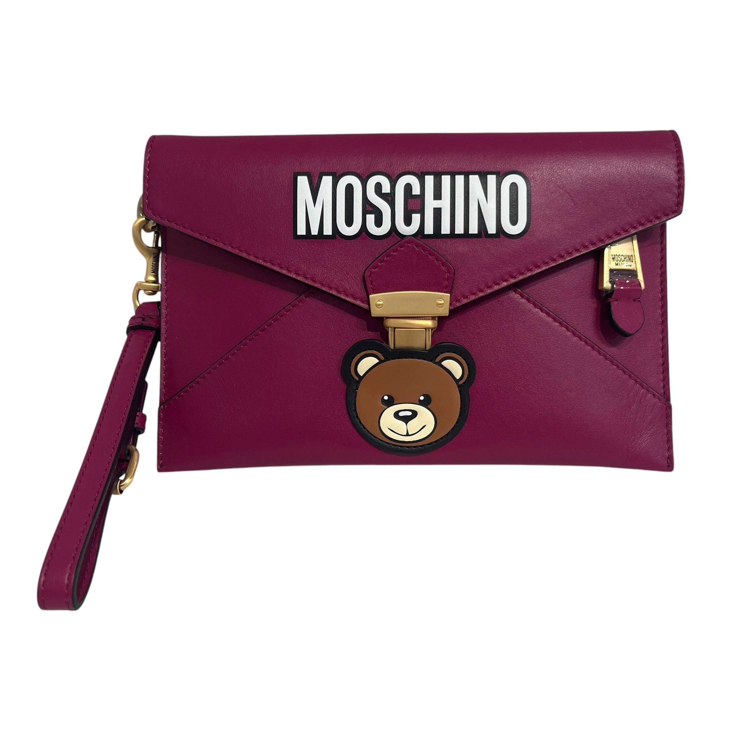 MOSCHINO/Clutch Bag/Leather/PPL/teddy bear clasp view 1