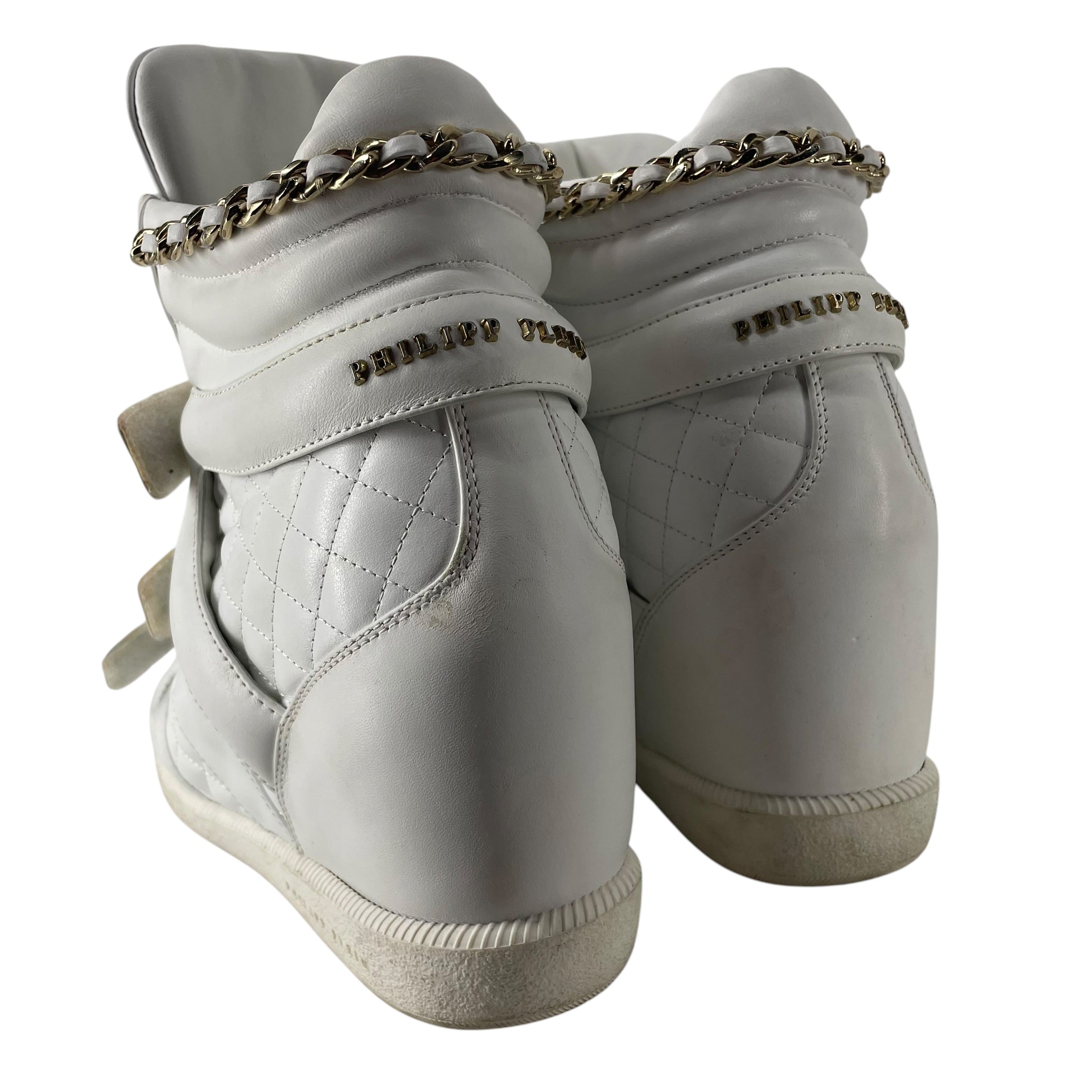 PHILIPP PLEIN/Hi-Sneakers/EU 42/Leather/WHT/Wedge Heel/VELCRO / SKULL / CHAIN view 3