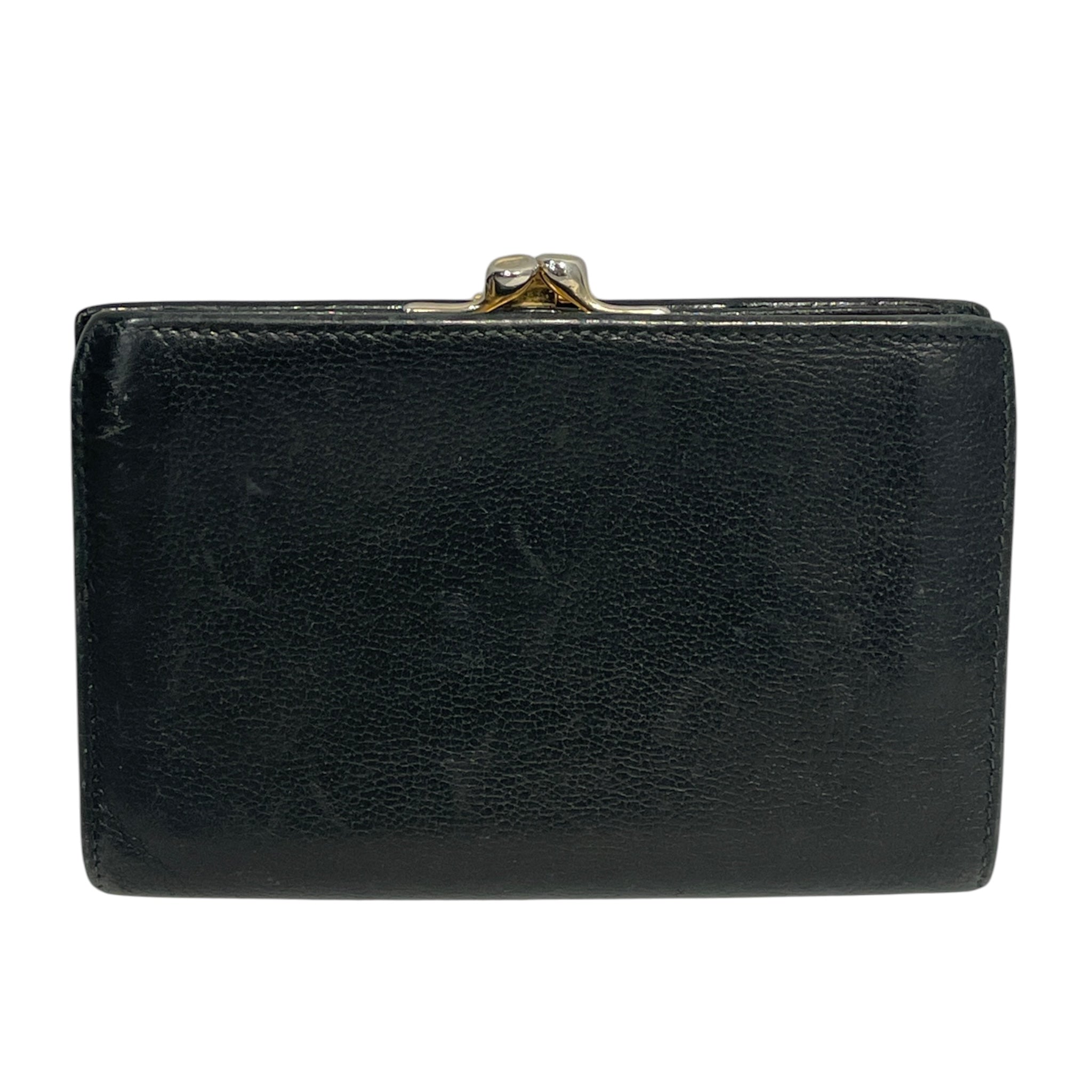GUCCI/Bifold Wallet/Leather/BLK/Gold Clasp view 2