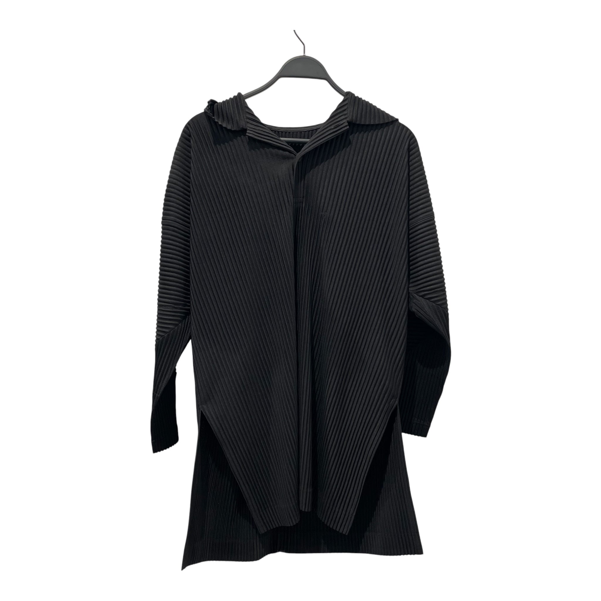 HOMME PLISSE ISSEY MIYAKE/Polo Shirt/2/Polyester/BLK/PLAIN PLEATED LS POLO view 1