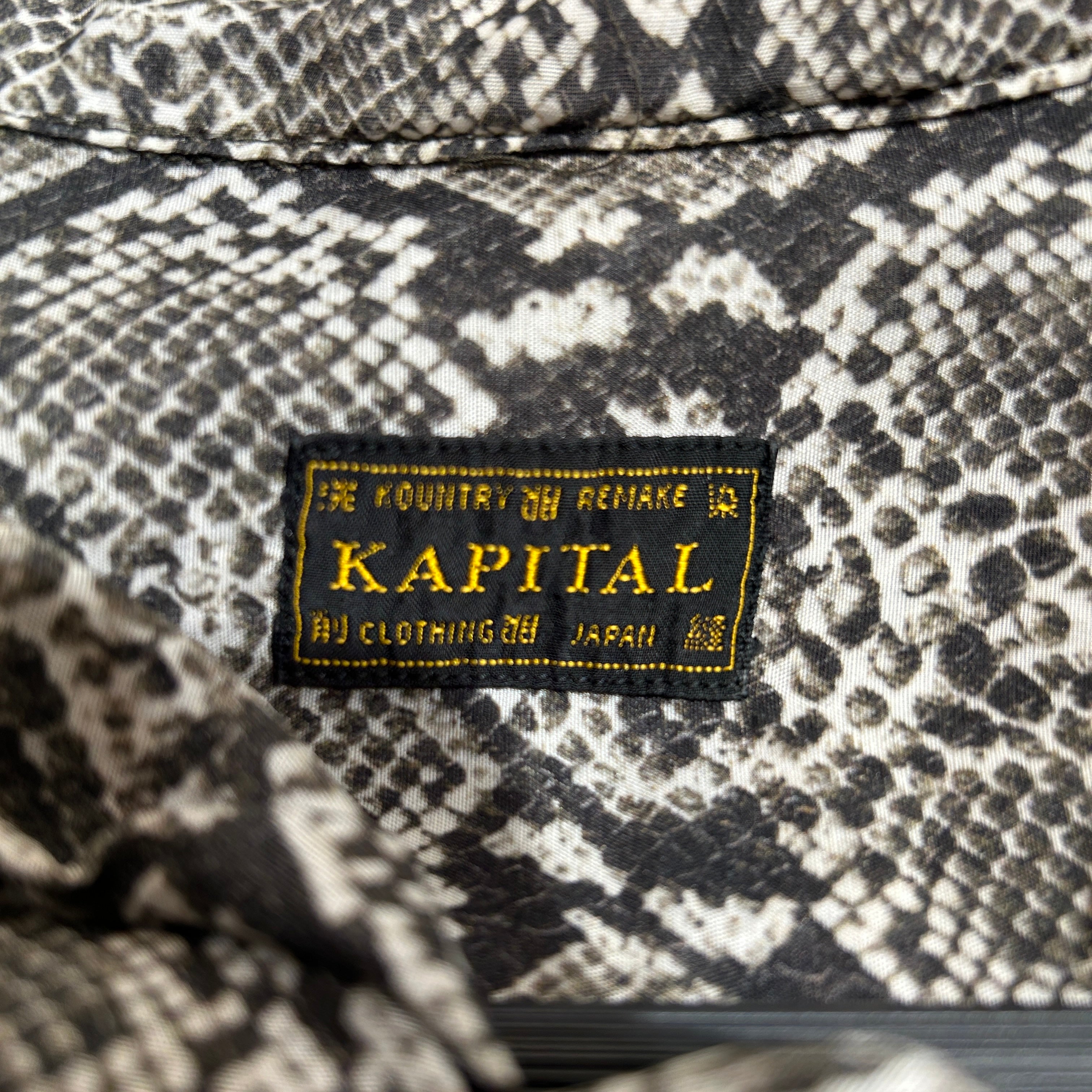 KAPITAL/SS Shirt/1/Silk/BEG/Animal Pattern/Snakeskin Perforated SS Shirt view 3