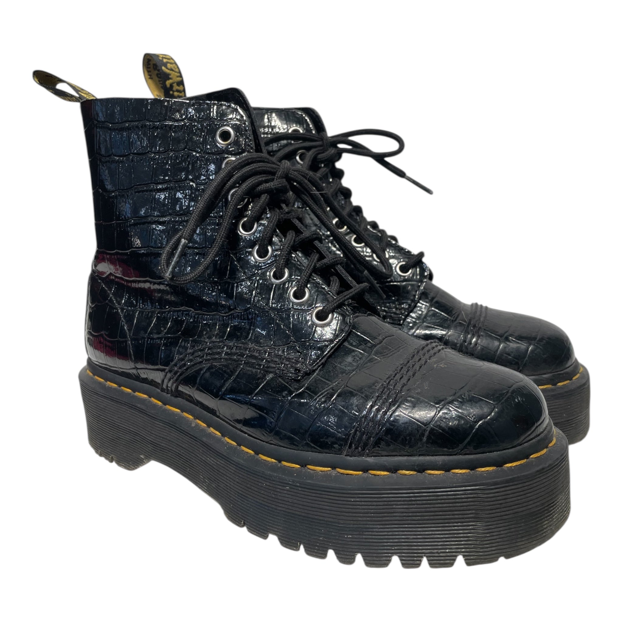 Dr.Martens/Lace Up Boots/US 8/Leather/BLK/croc embossed view 1