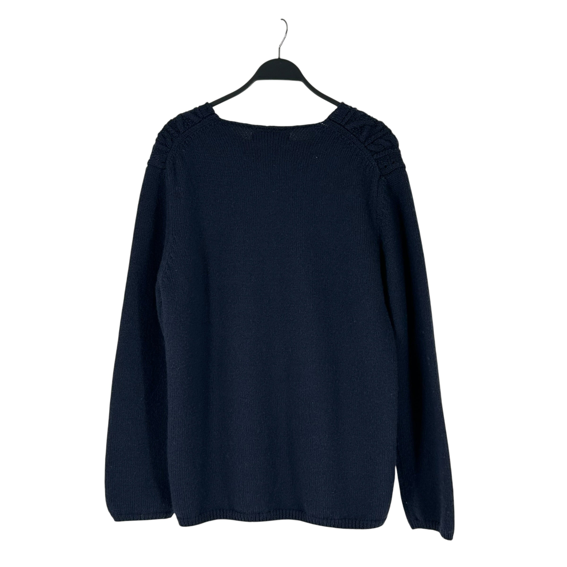 COMME des GARCONS HOMME DEUX/Sweater/L/Wool/NVY/CABLE KNIT view 2