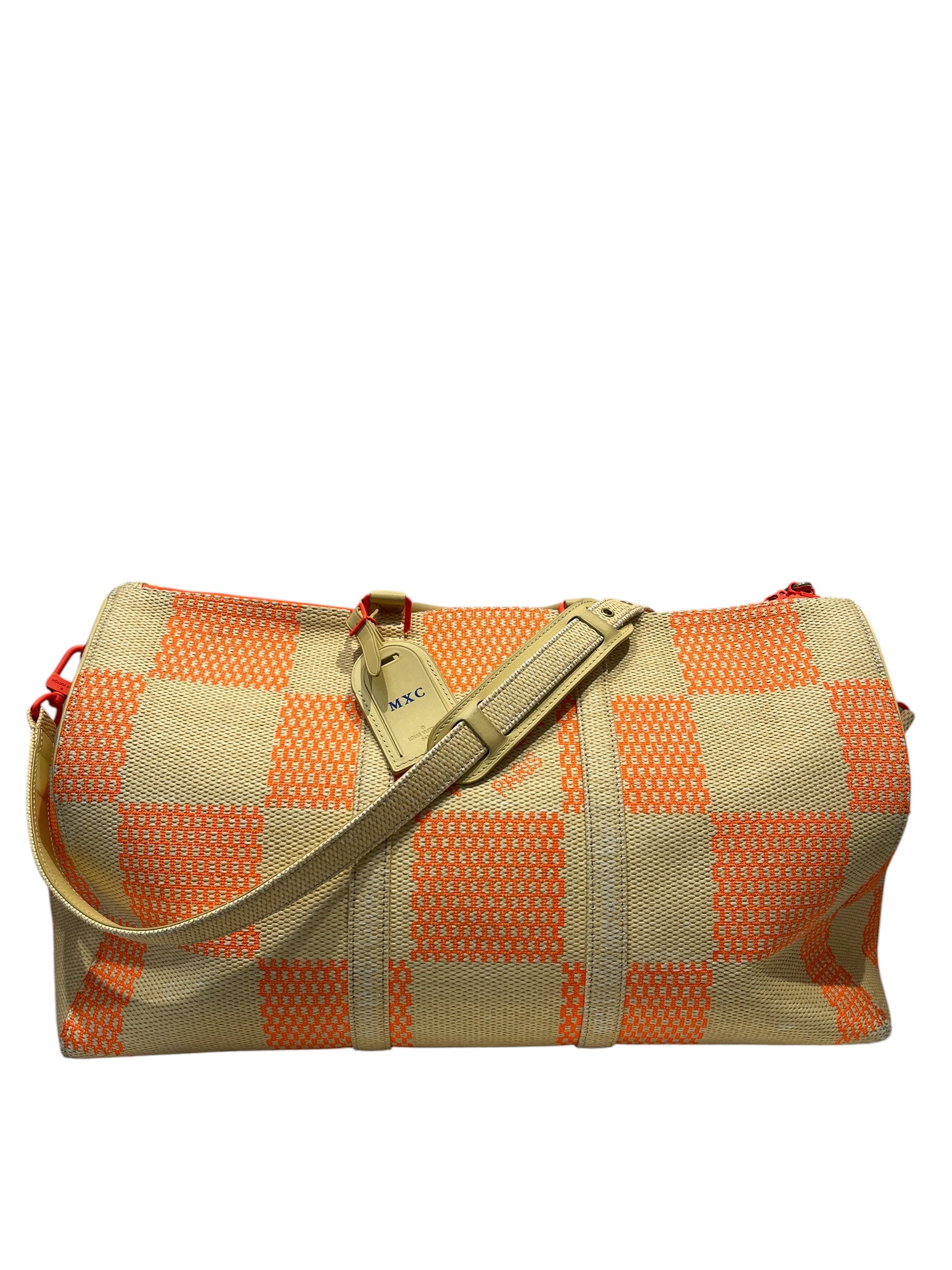 LOUIS VUITTON/Luggage/All Over Print/Cotton/CRM/KEEPALL BANDOU 50 ORNGE view 1