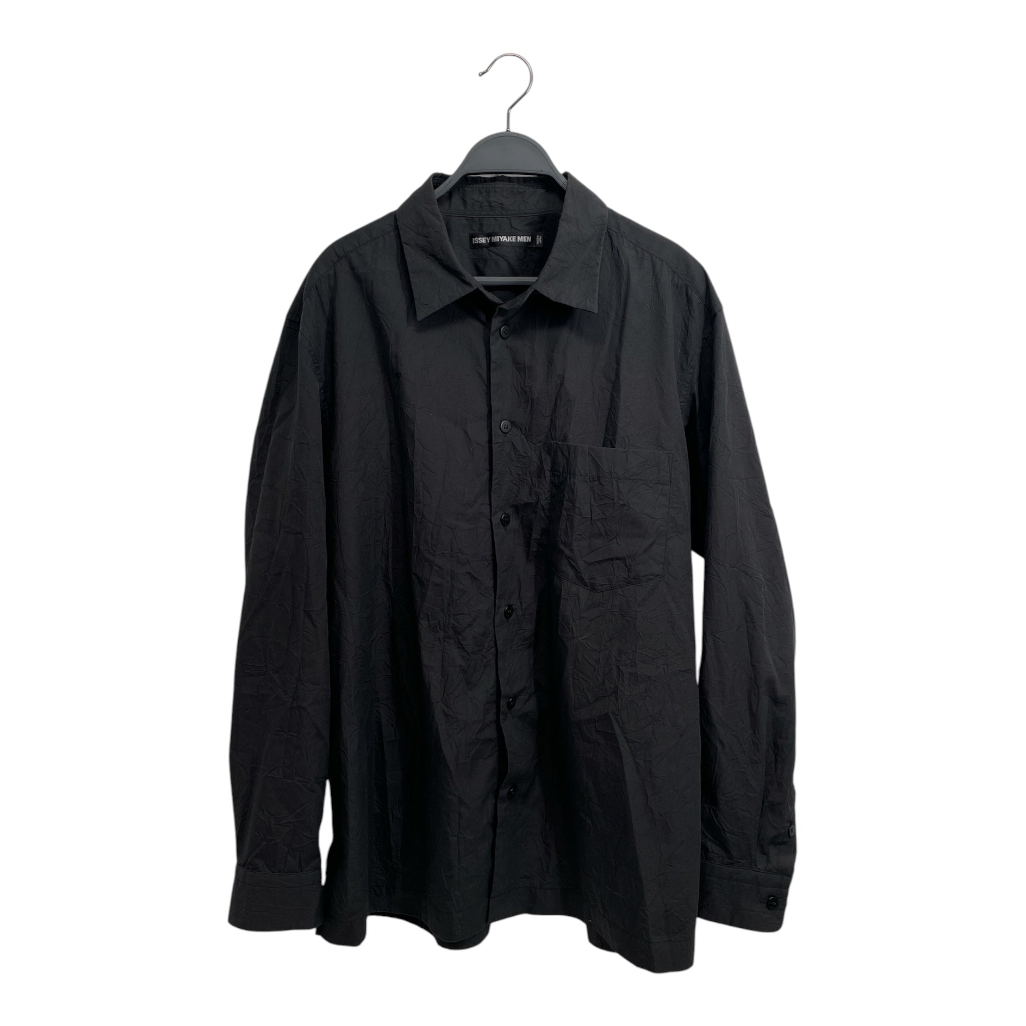ISSEY MIYAKE MEN/LS Shirt/4/Cotton/BLK/All Over Print/GREY DYE SCRUNCH BLACK view 1