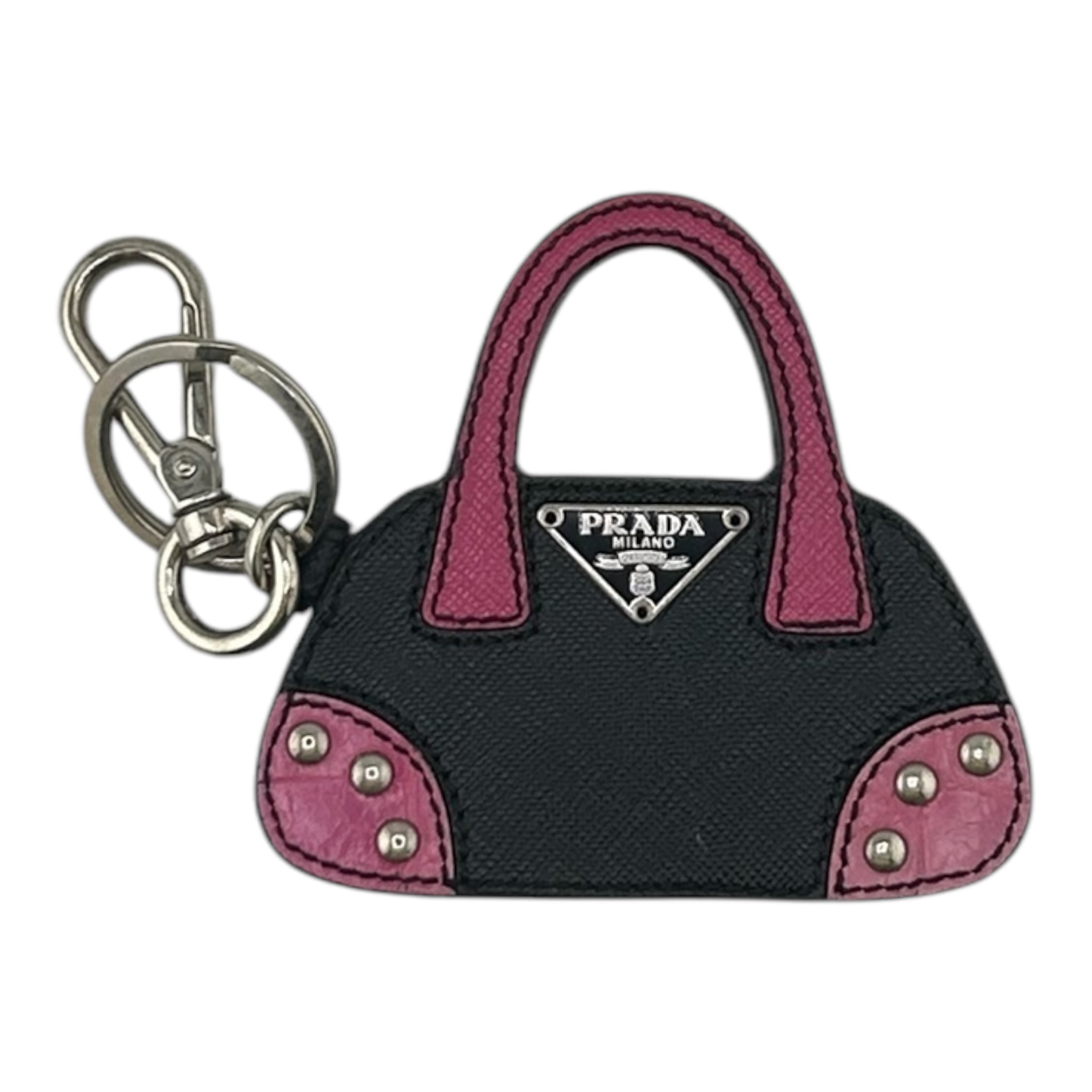 PRADA/SaffianoLeatherStuddedSatchel/Bag Charm/Multicolor view 1