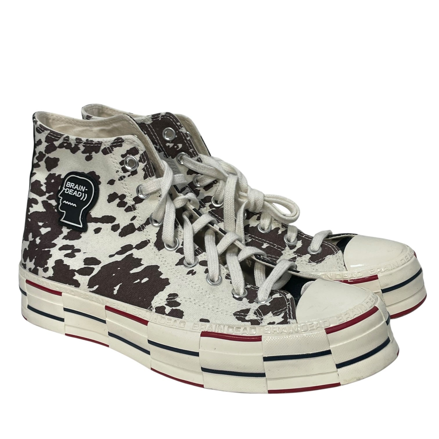 CONVERSE/Brain Dead/Hi-Sneakers/US 10/Animal Pattern/Cotton/CRM/cow print platform view 1