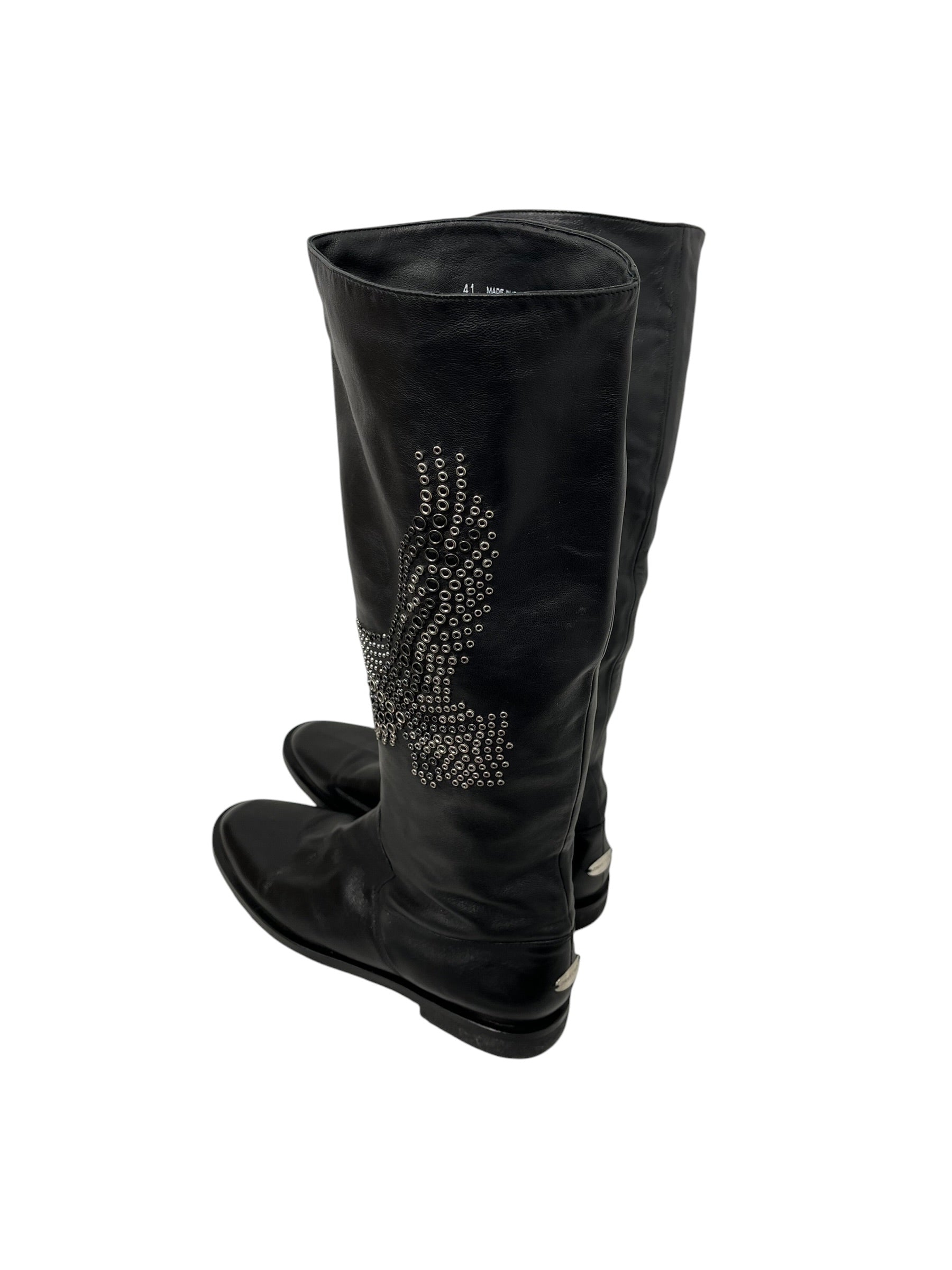 JIMMY CHOO/Boots/EU 41/Leather/BLK/STUDDED EAGLE view 2