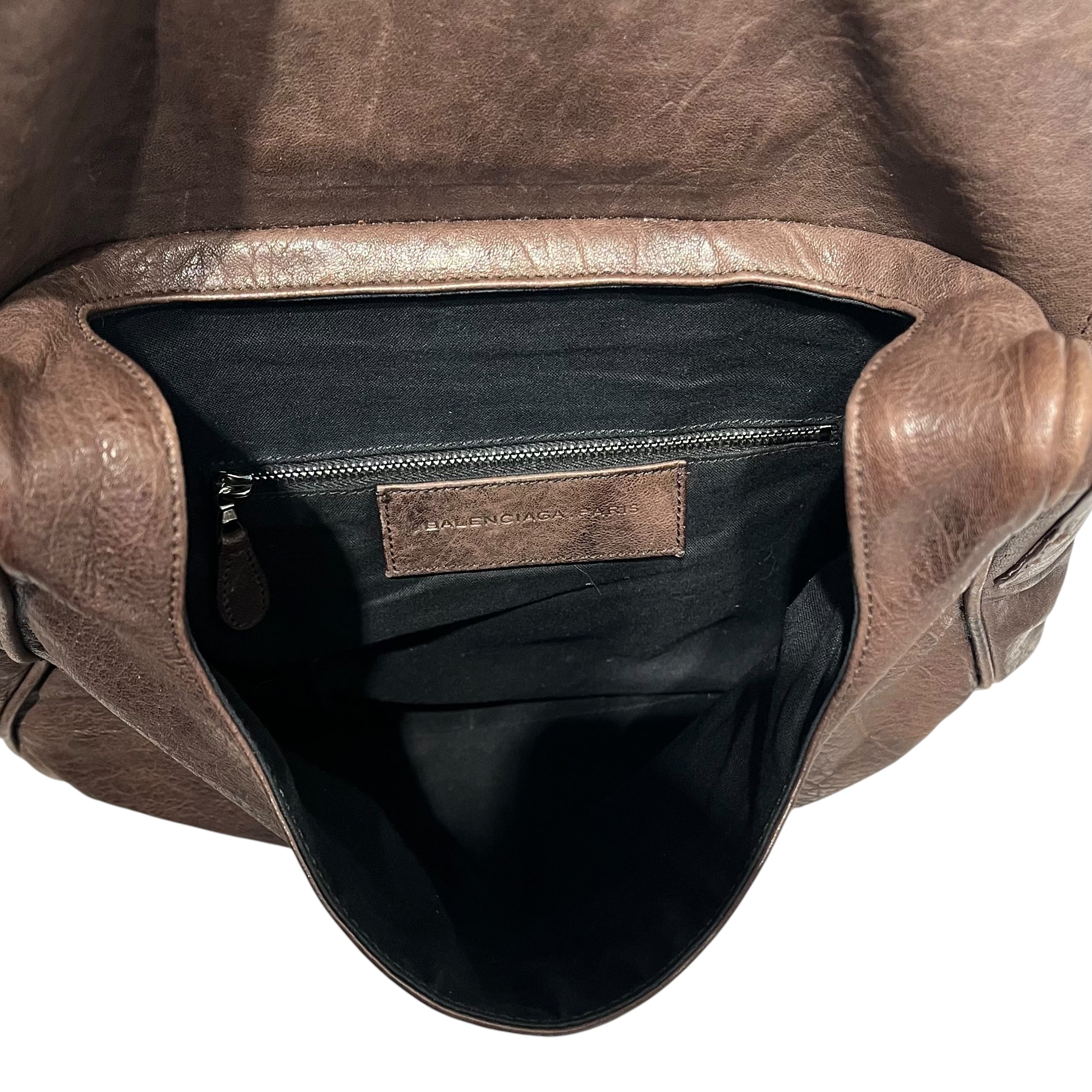 BALENCIAGA/Hand Bag/Leather/BRW/DISTRESSED FRONT BUCKLE BAG view 4